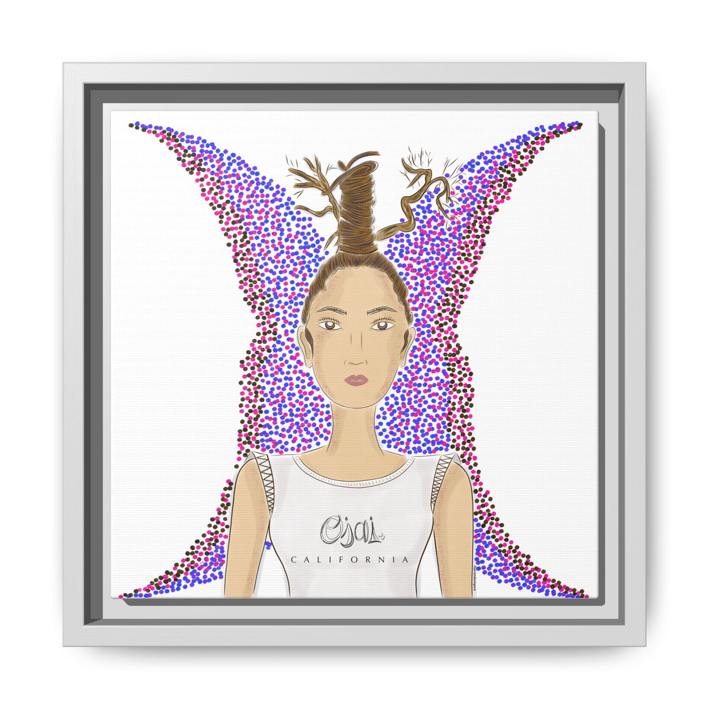 No.9 Girl with the Oak Tree Branches Framed Canvas Art Print