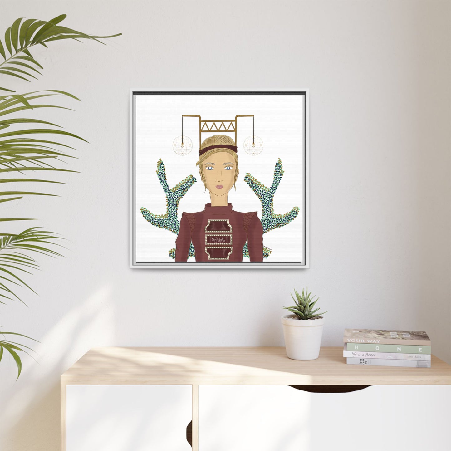 No.36 Girl with the Bar Lights Framed Canvas Art Print