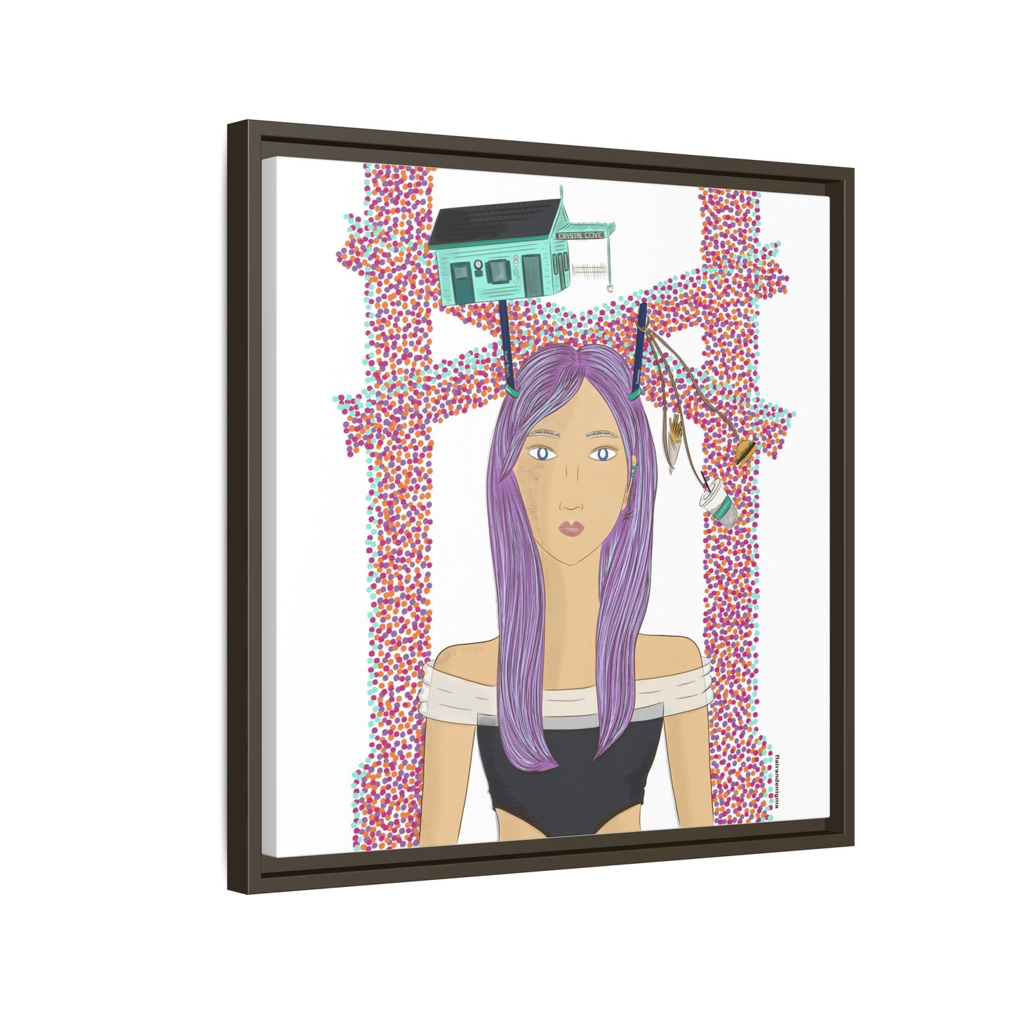 No.39 Girl with the Cove Cottage Framed Canvas Art Print