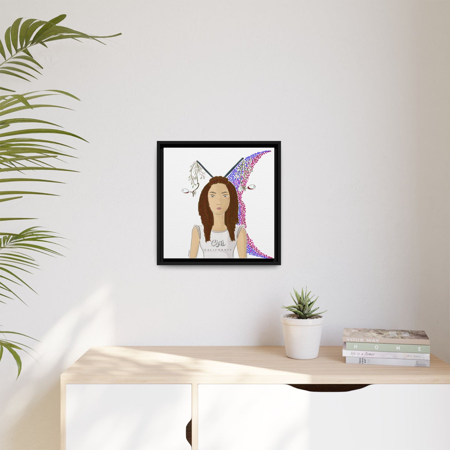 No.5 Girl with the Red Wine Glasses Framed Canvas Art Print