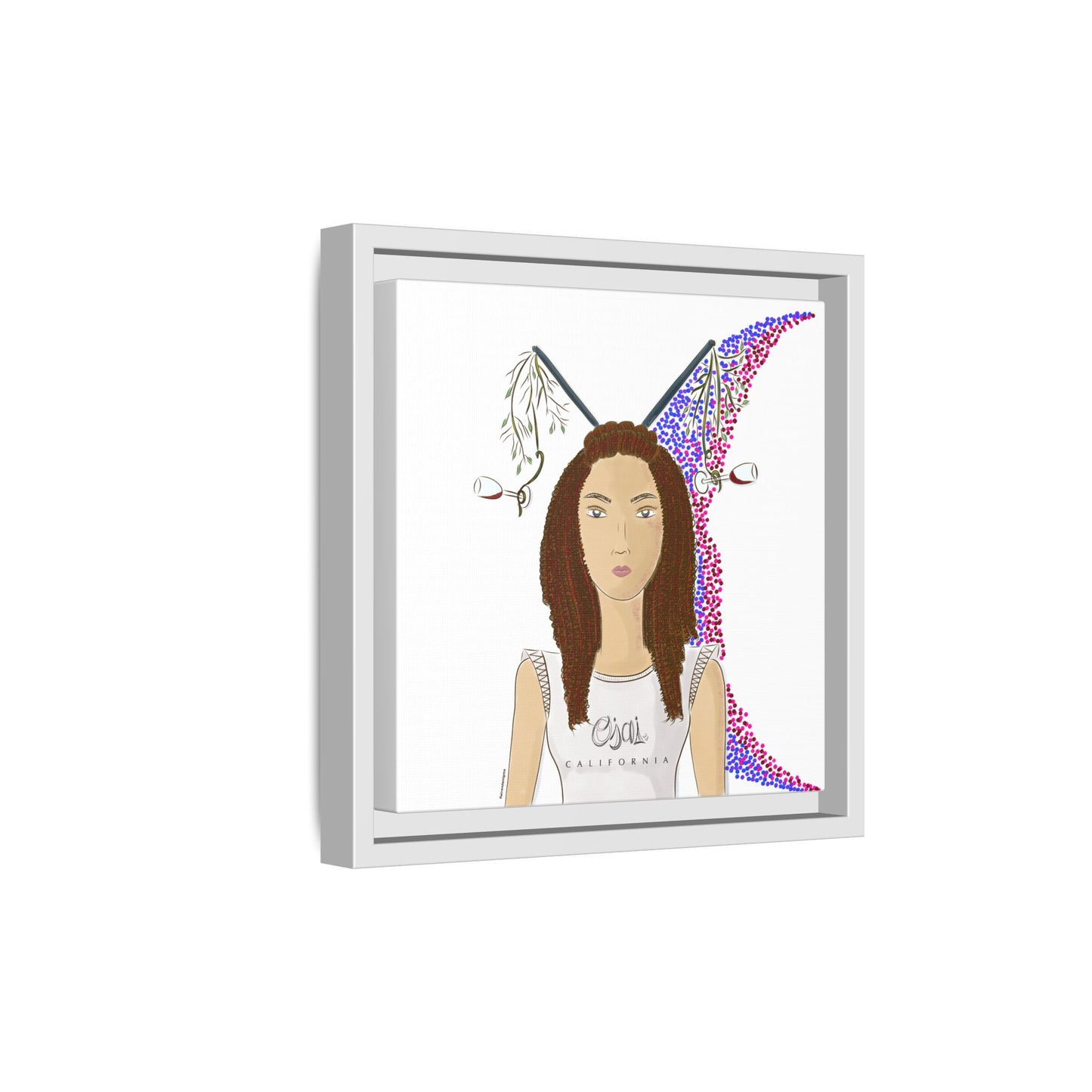 No.5 Girl with the Red Wine Glasses Framed Canvas Art Print