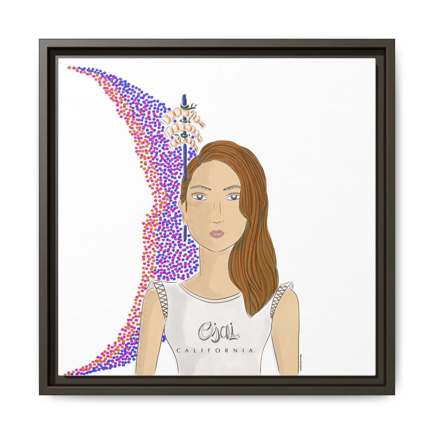 No.10 Girl with the Shrimps Framed Canvas Art Print