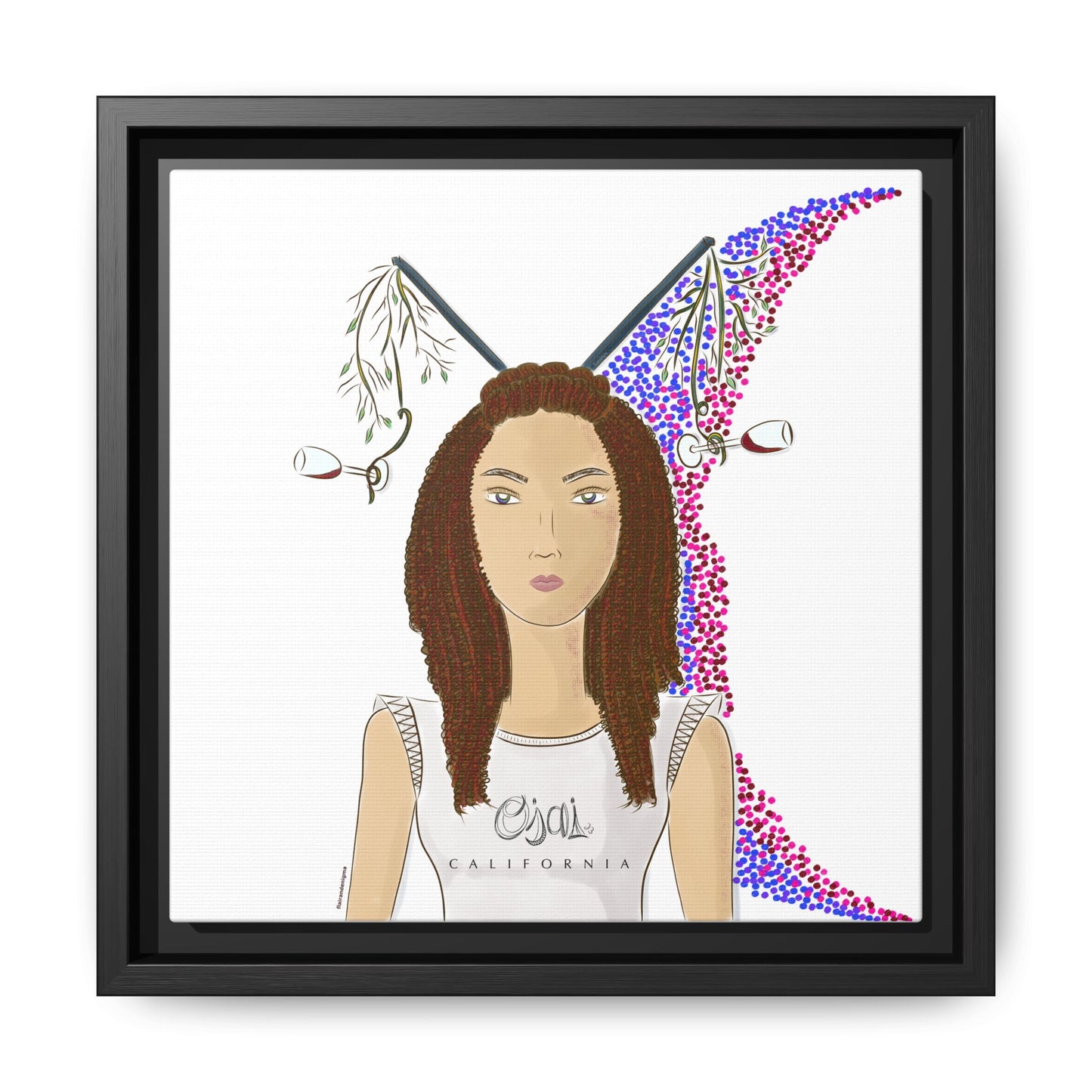 No.5 Girl with the Red Wine Glasses Framed Canvas Art Print