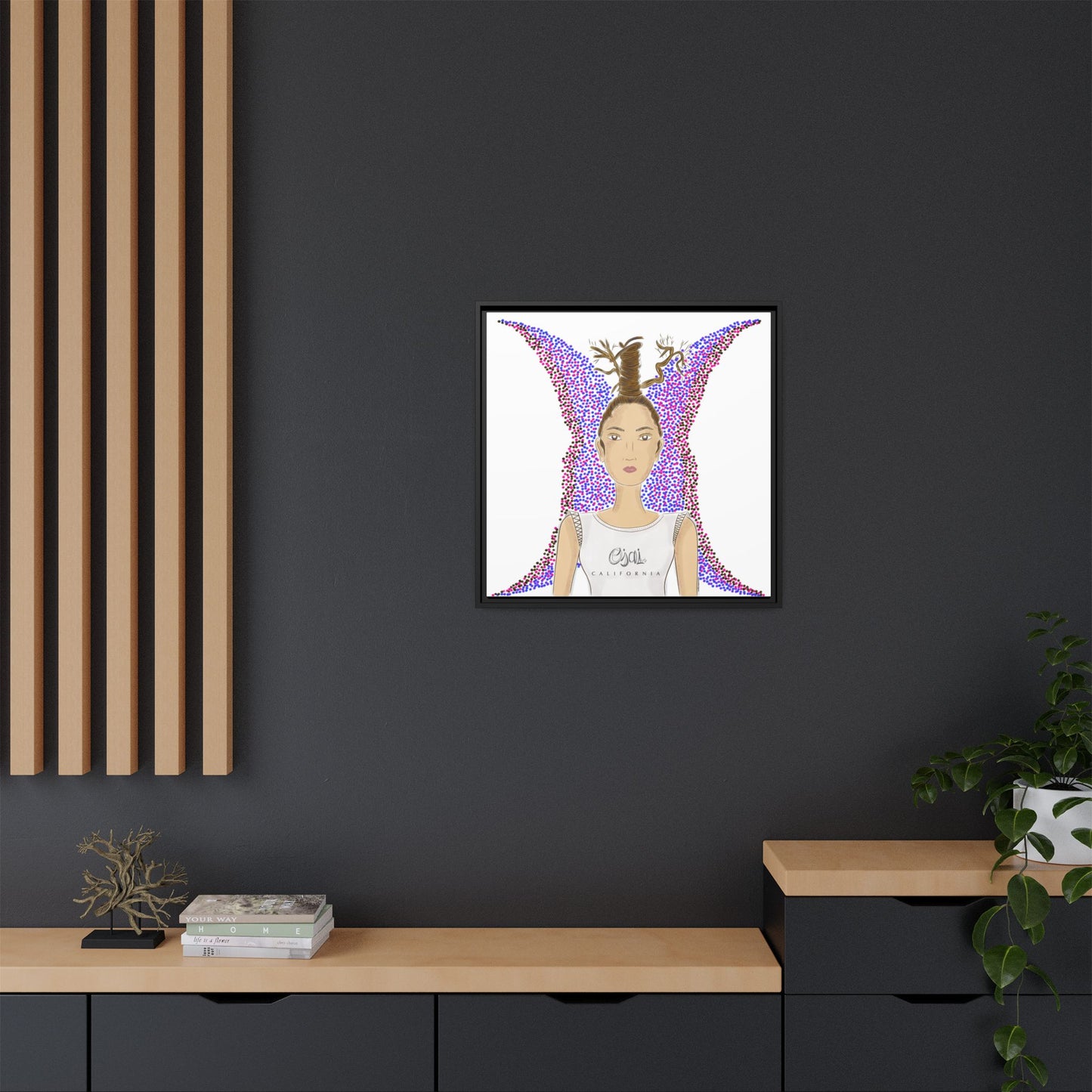 No.9 Girl with the Oak Tree Branches Framed Canvas Art Print