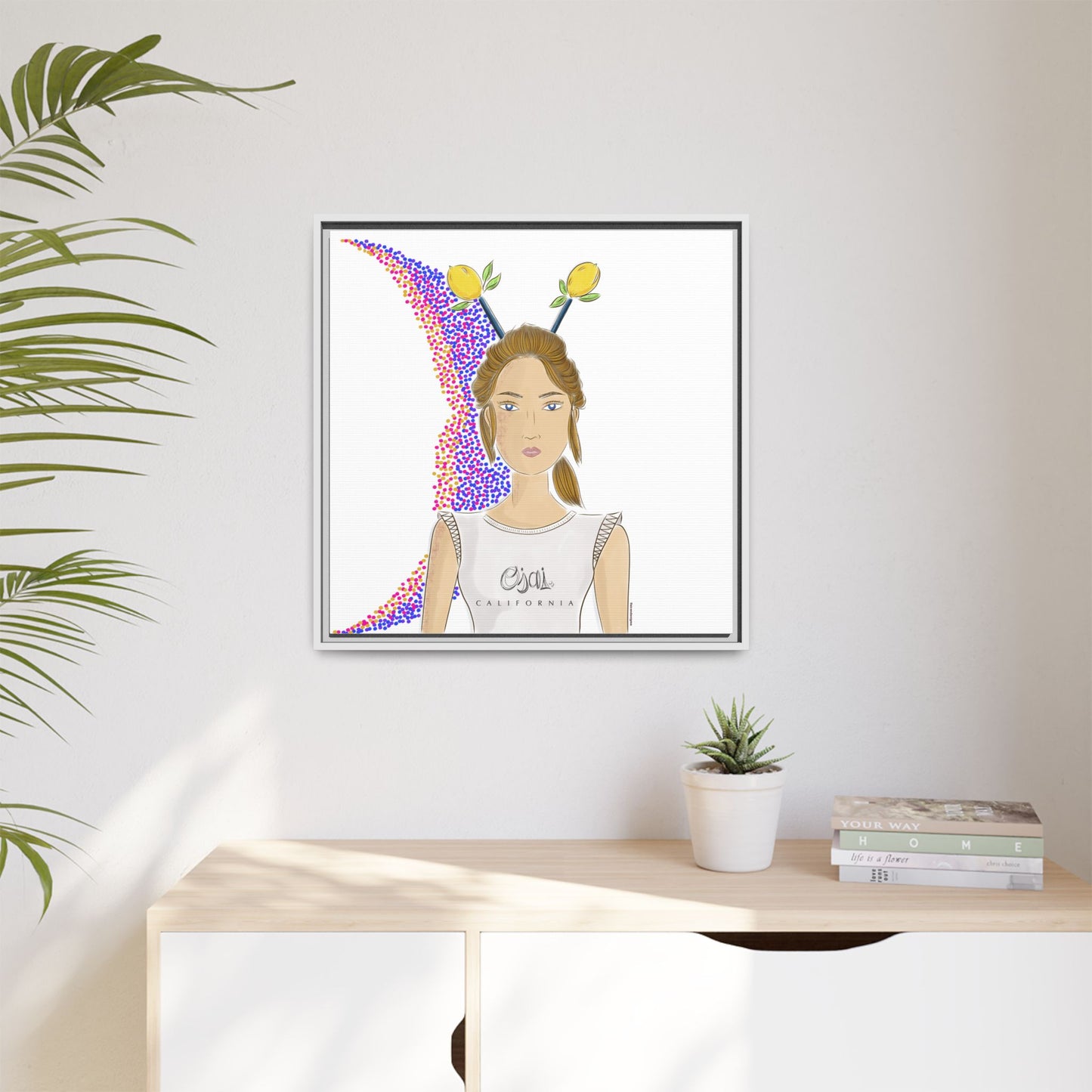 No.7 Girl with the Lemons Framed Canvas Art Print