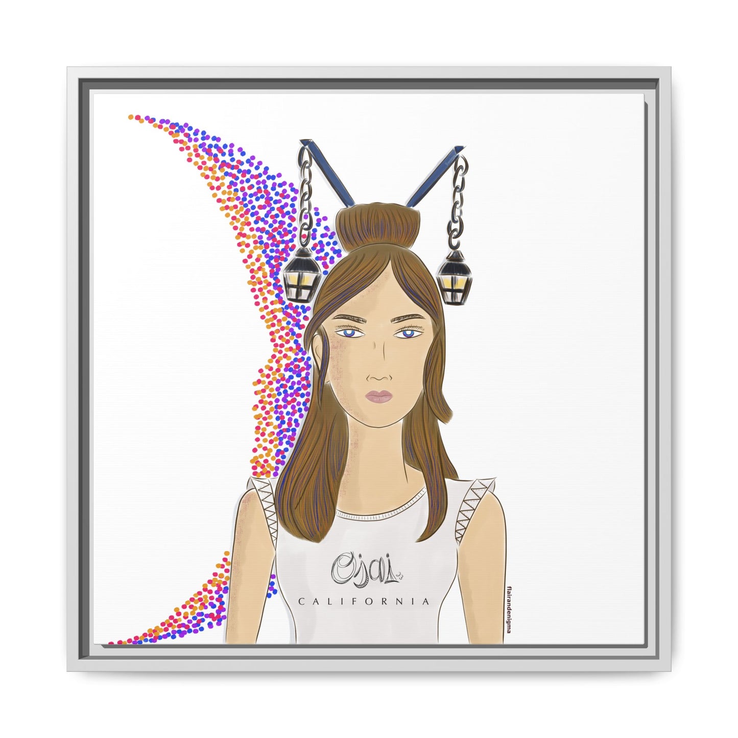 No.1 Girl with the Lanterns Framed Canvas Art Print