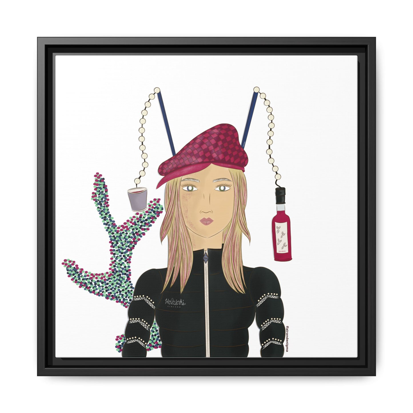 No.34 Girl with the Strawberry Mulled Wine Framed Canvas Art Print