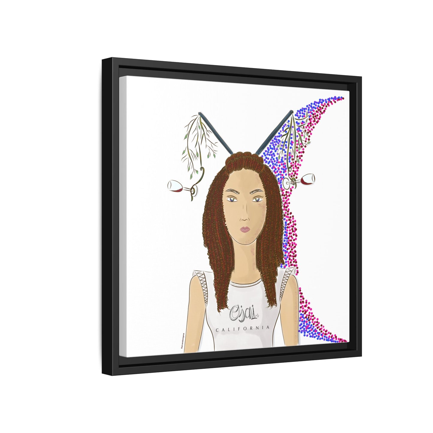 No.5 Girl with the Red Wine Glasses Framed Canvas Art Print