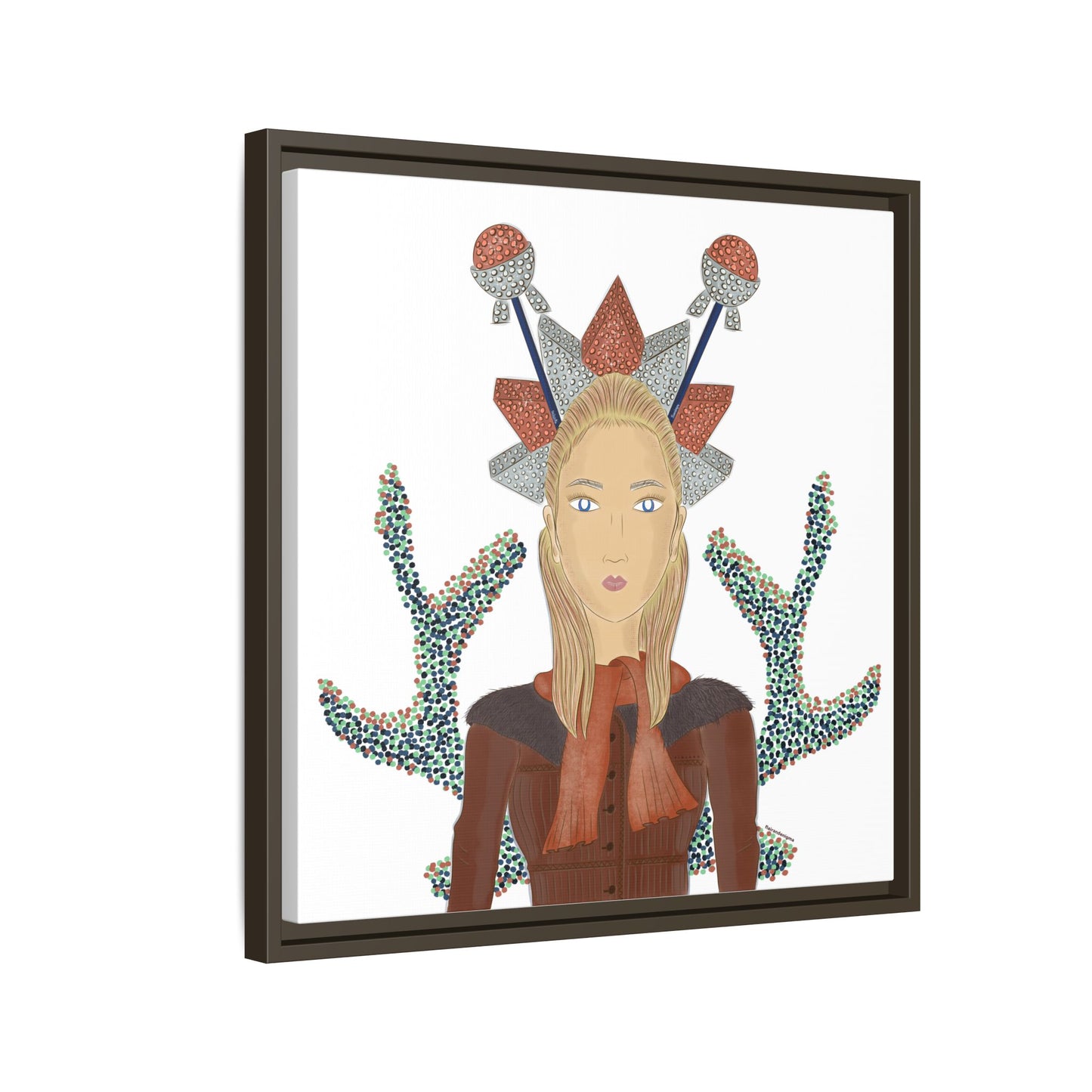 No.30 Girl with the Bling Sculpture Framed Canvas Art Print