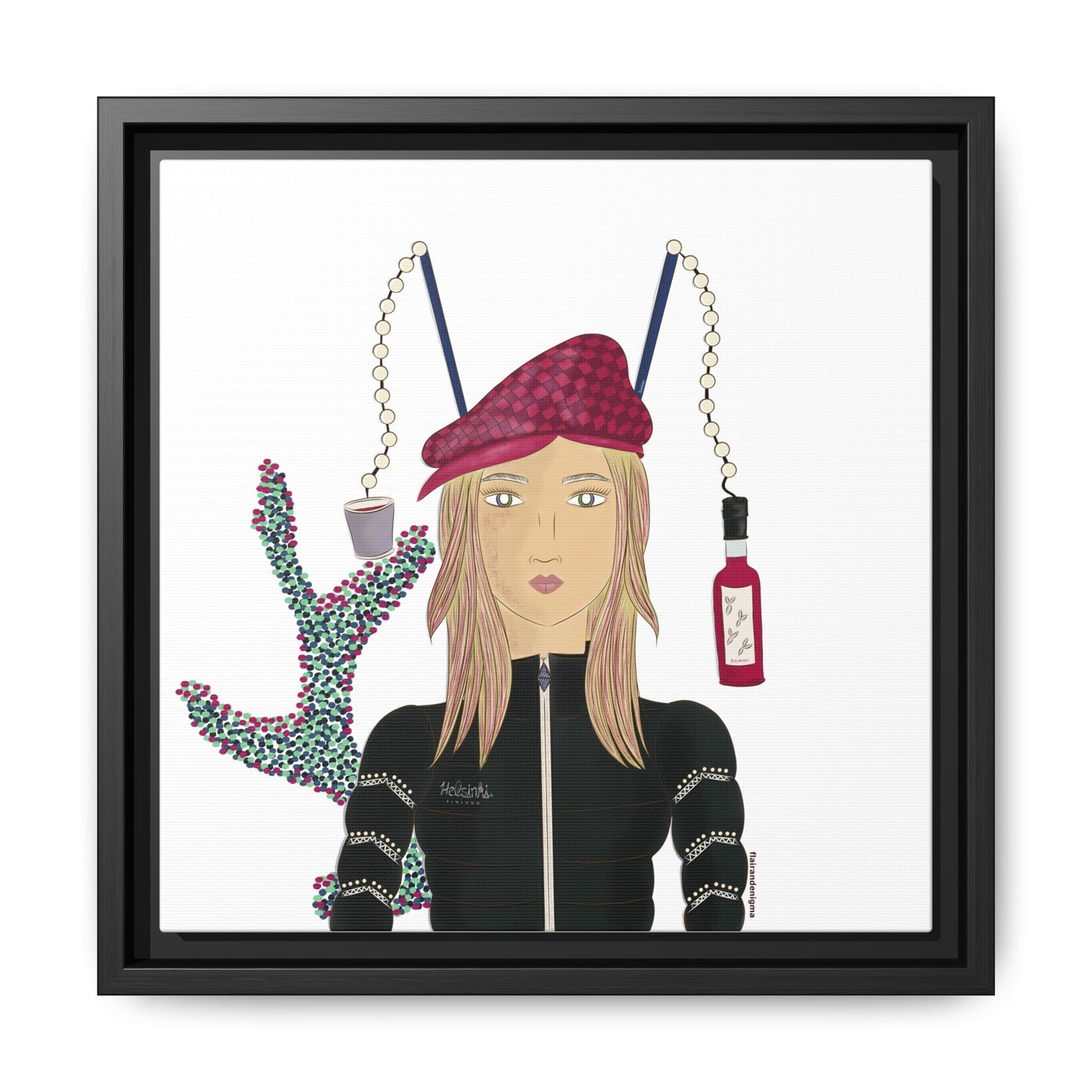 No.34 Girl with the Strawberry Mulled Wine Framed Canvas Art Print