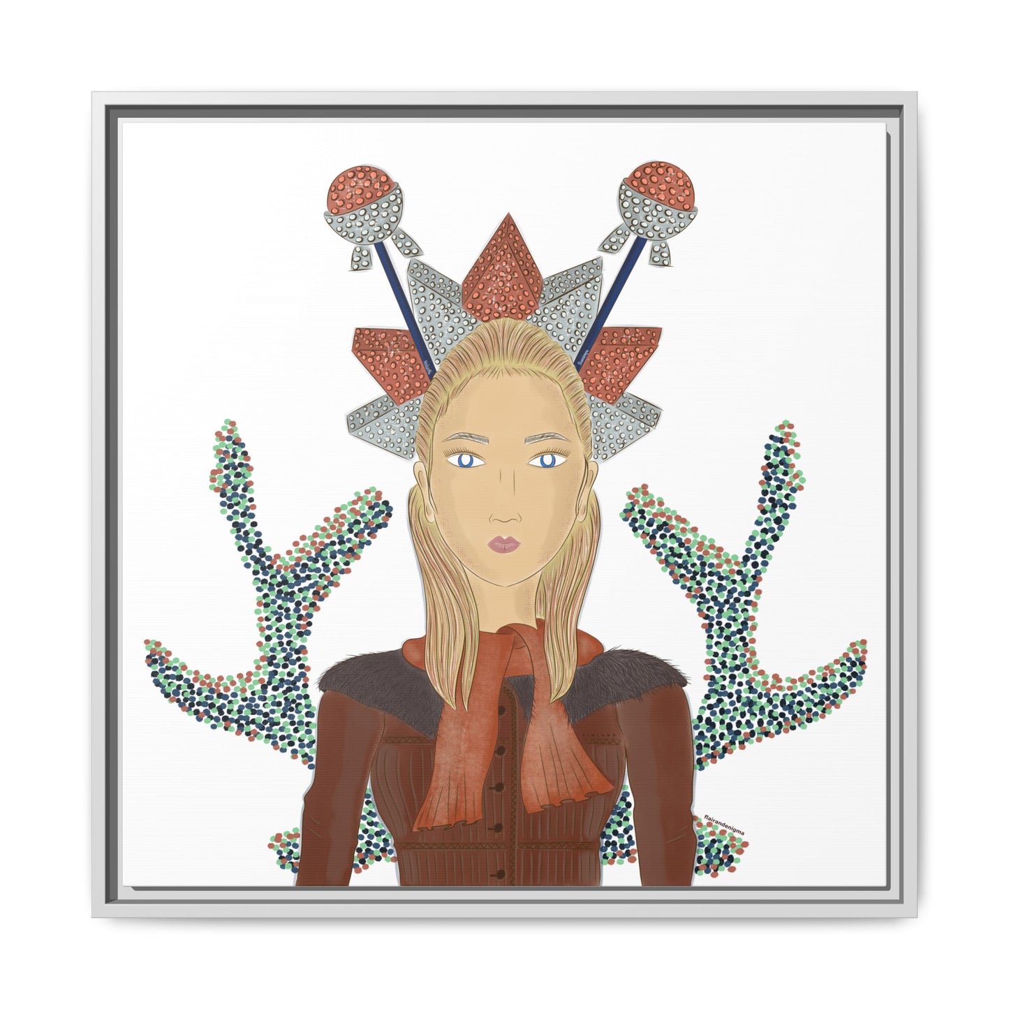 No.30 Girl with the Bling Sculpture Framed Canvas Art Print