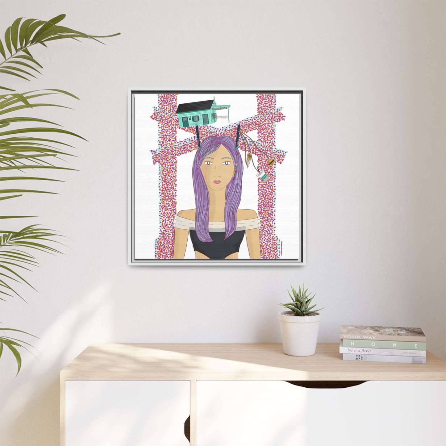 No.39 Girl with the Cove Cottage Framed Canvas Art Print