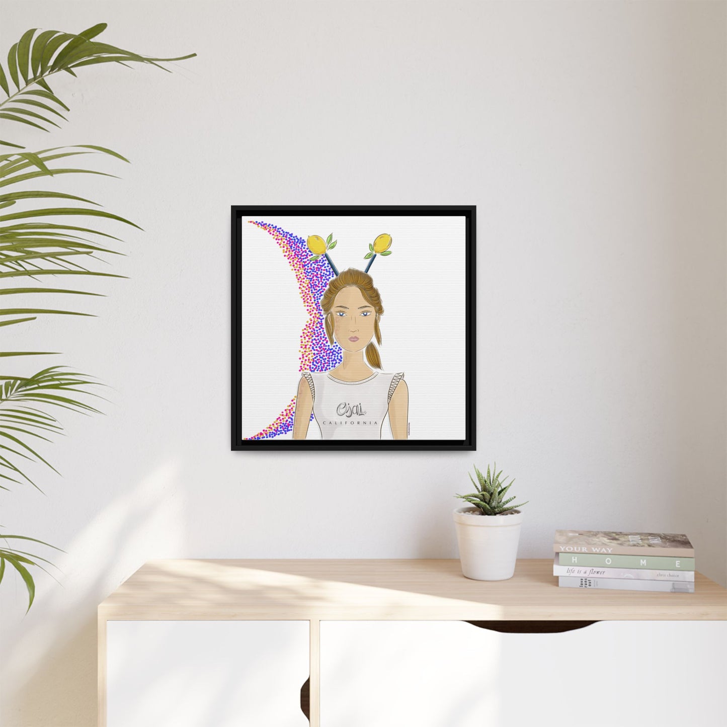 No.7 Girl with the Lemons Framed Canvas Art Print