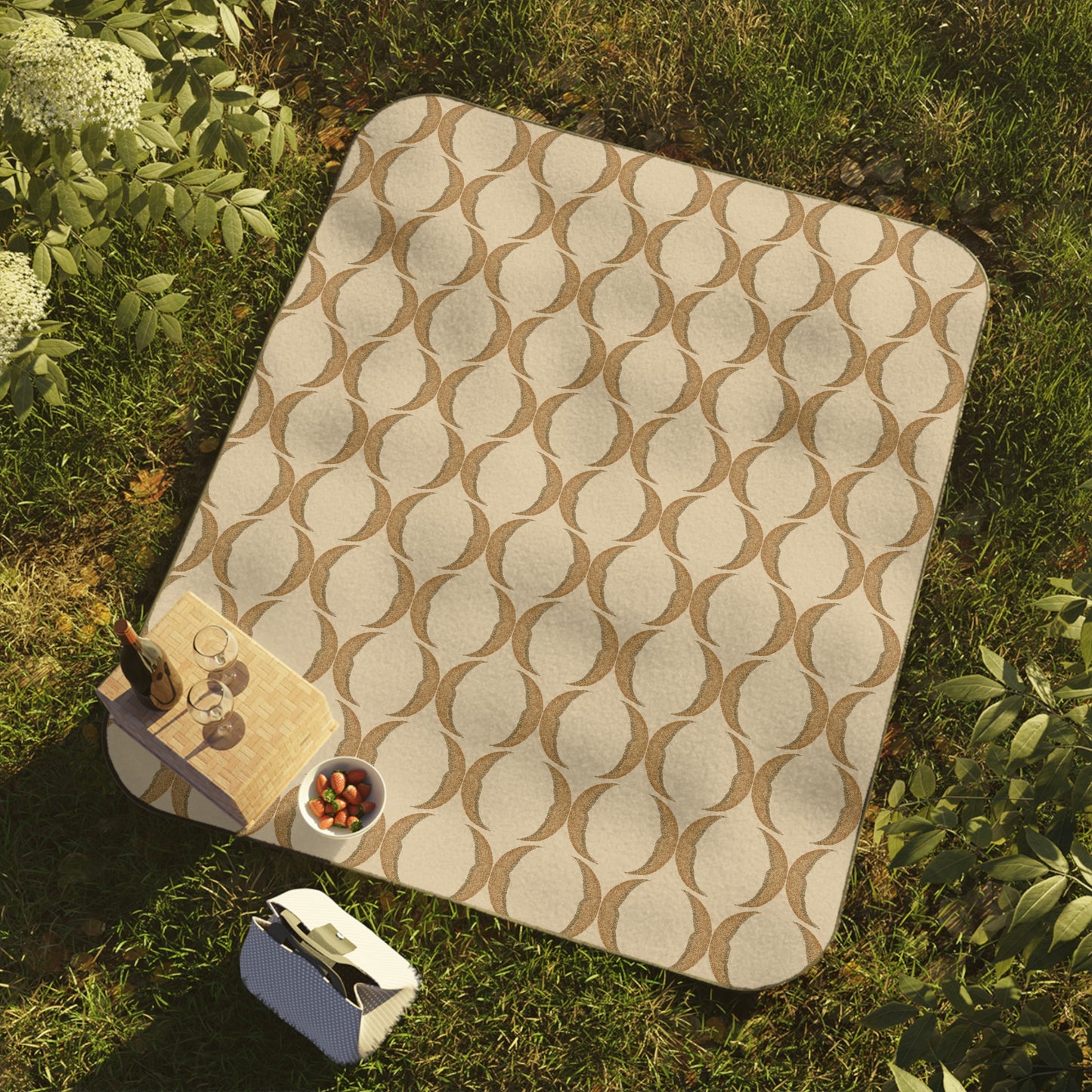 Brown Crescent Moon Picnic Blanket