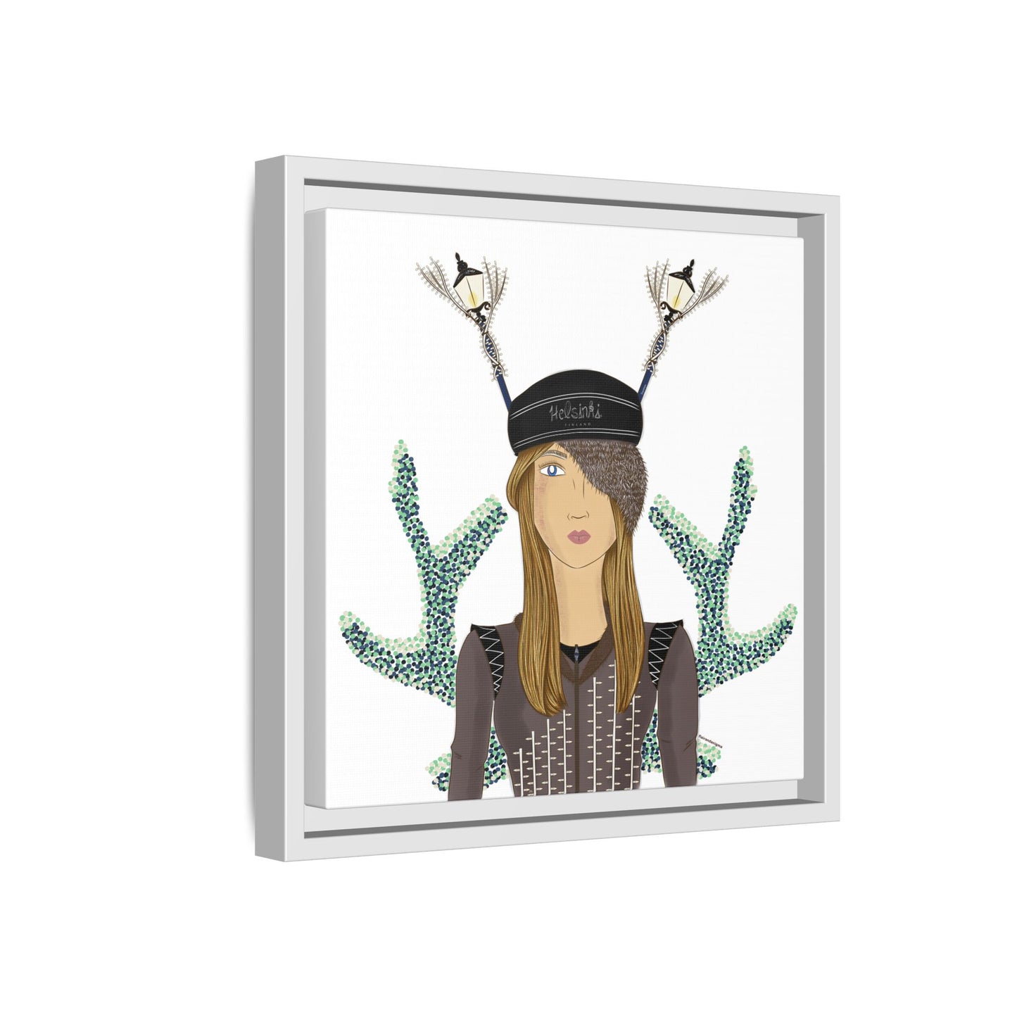 No.33 Girl with the Street Light Lampposts Framed Canvas Art Print