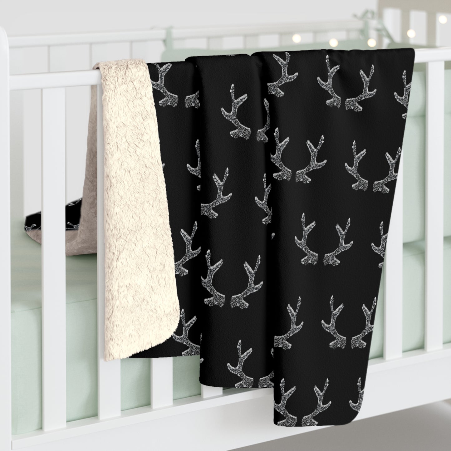 Black Antlers Sherpa Blanket