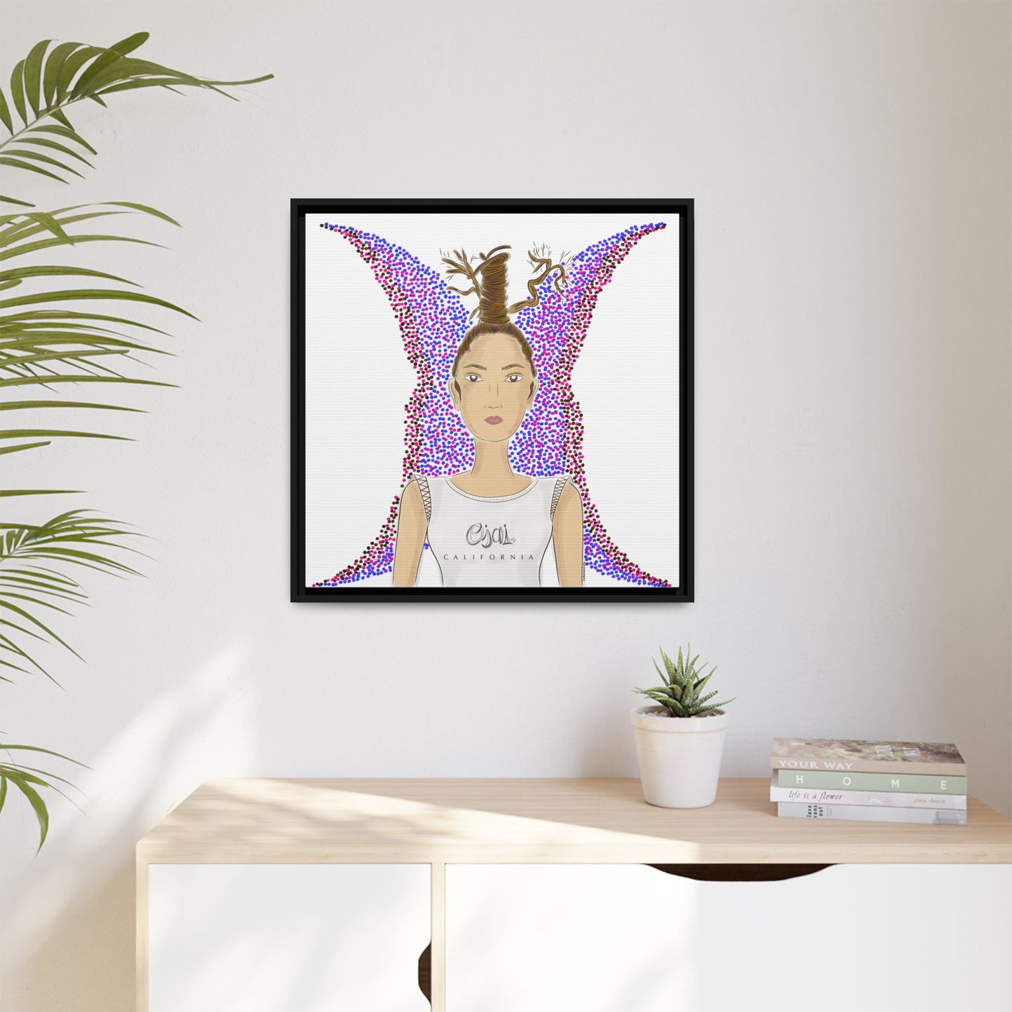 No.9 Girl with the Oak Tree Branches Framed Canvas Art Print