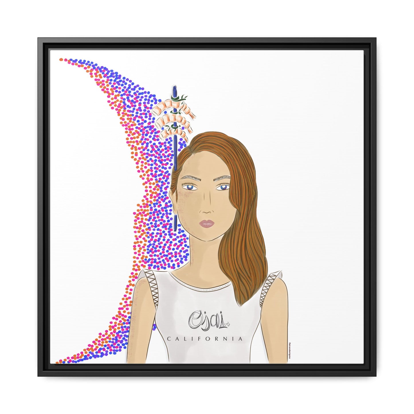 No.10 Girl with the Shrimps Framed Canvas Art Print