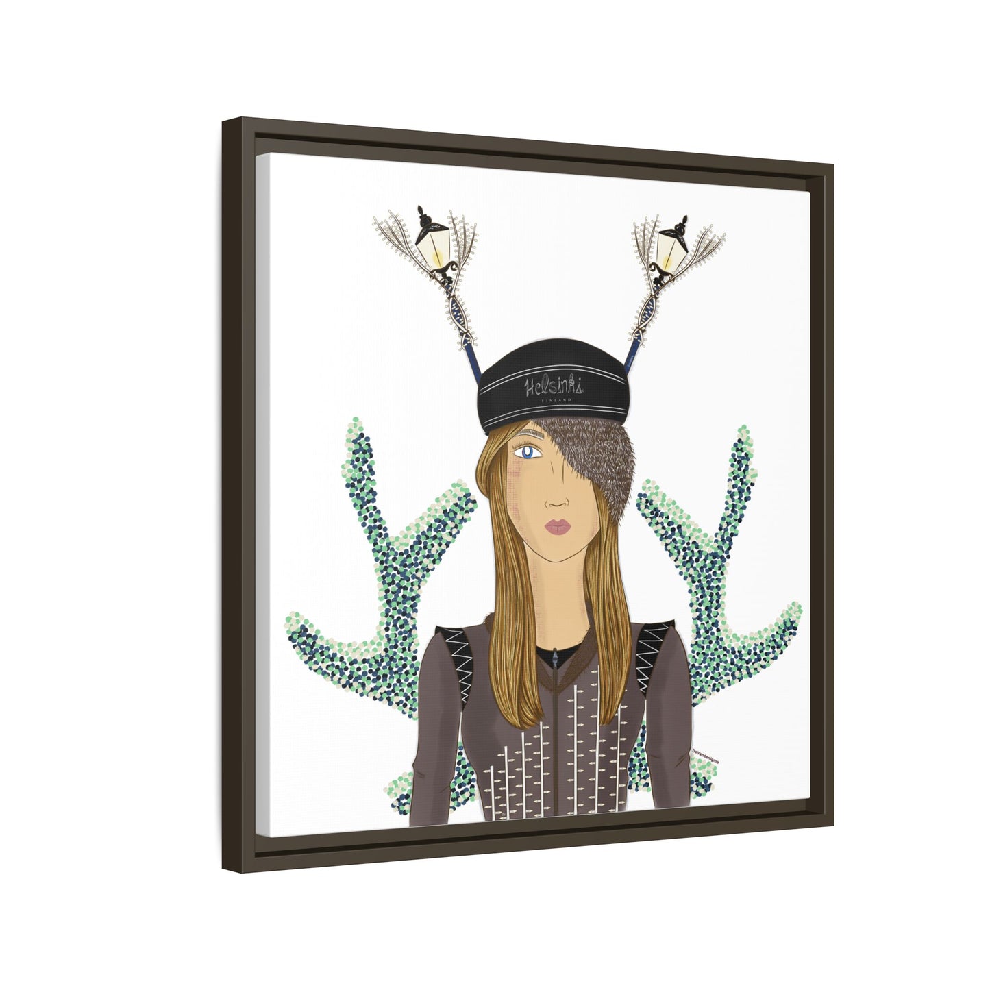 No.33 Girl with the Street Light Lampposts Framed Canvas Art Print