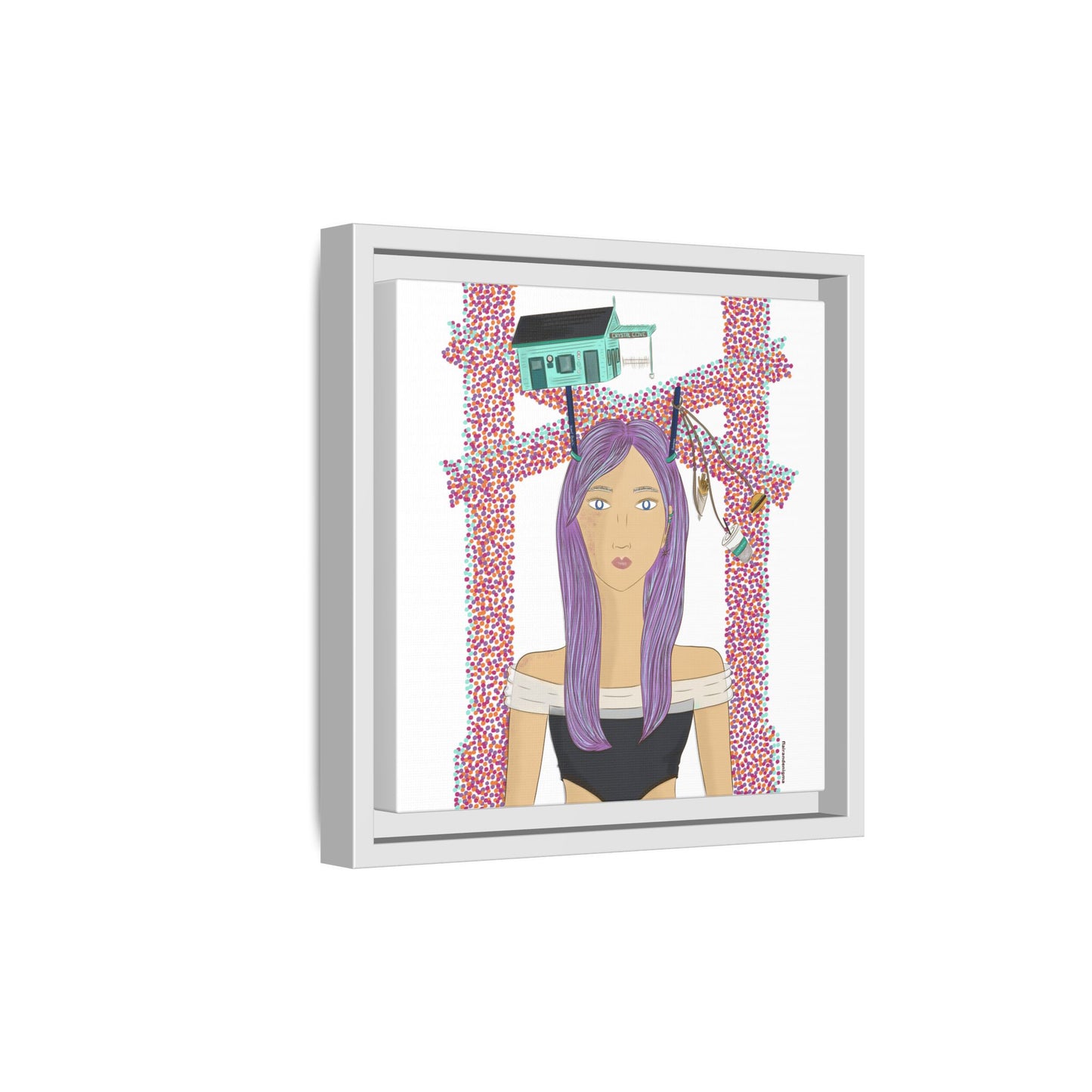 No.39 Girl with the Cove Cottage Framed Canvas Art Print