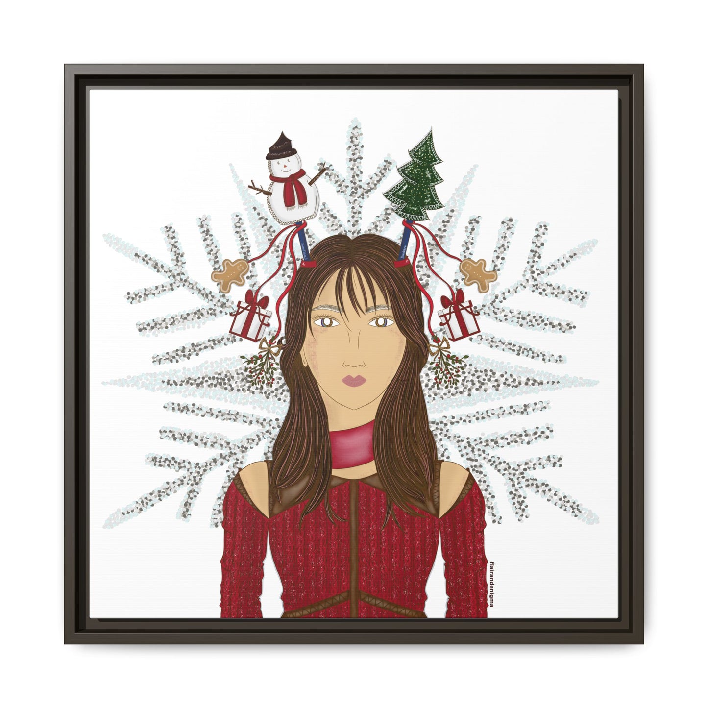 No.45 Girl with the Christmas Cheer Framed Canvas Art Print