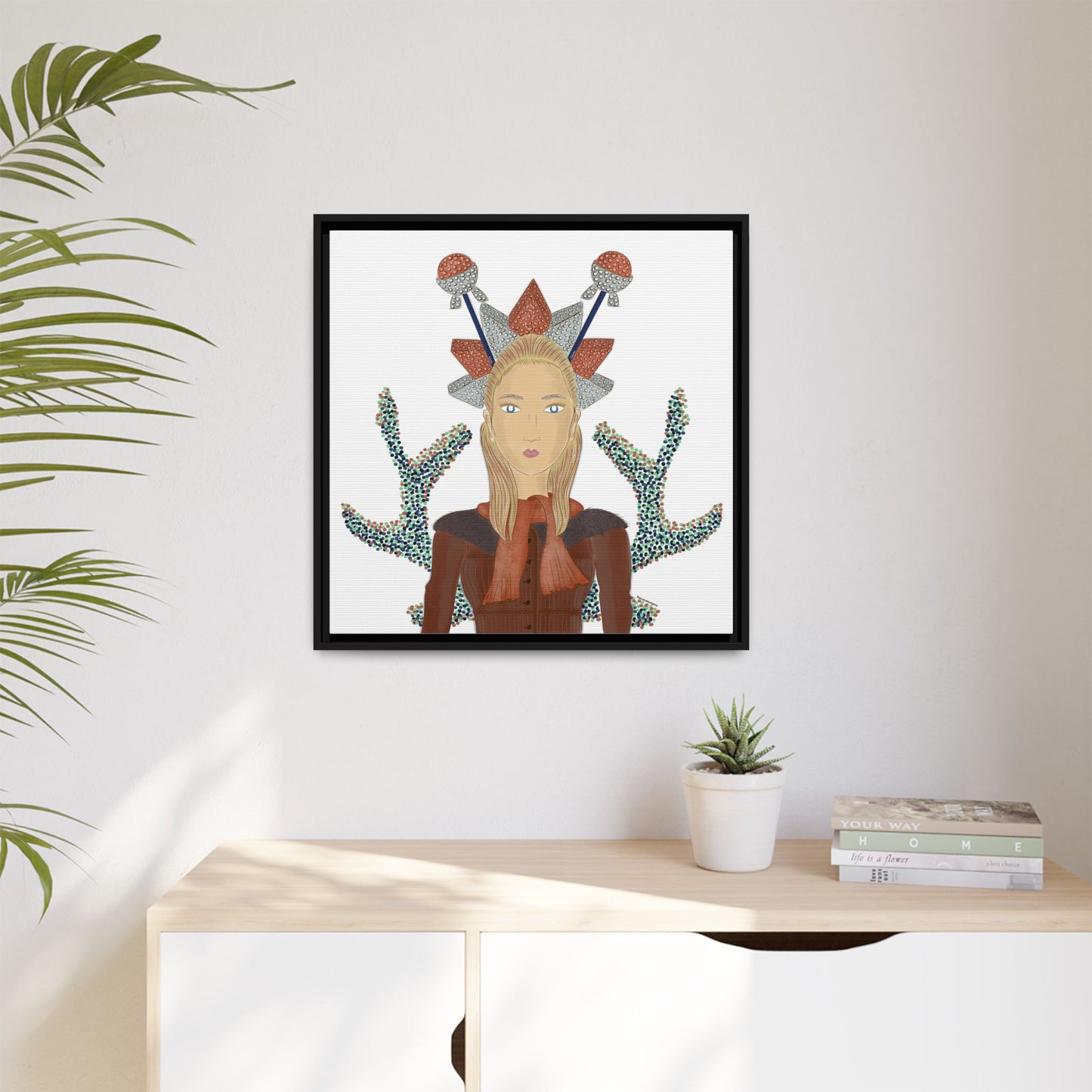 No.30 Girl with the Bling Sculpture Framed Canvas Art Print