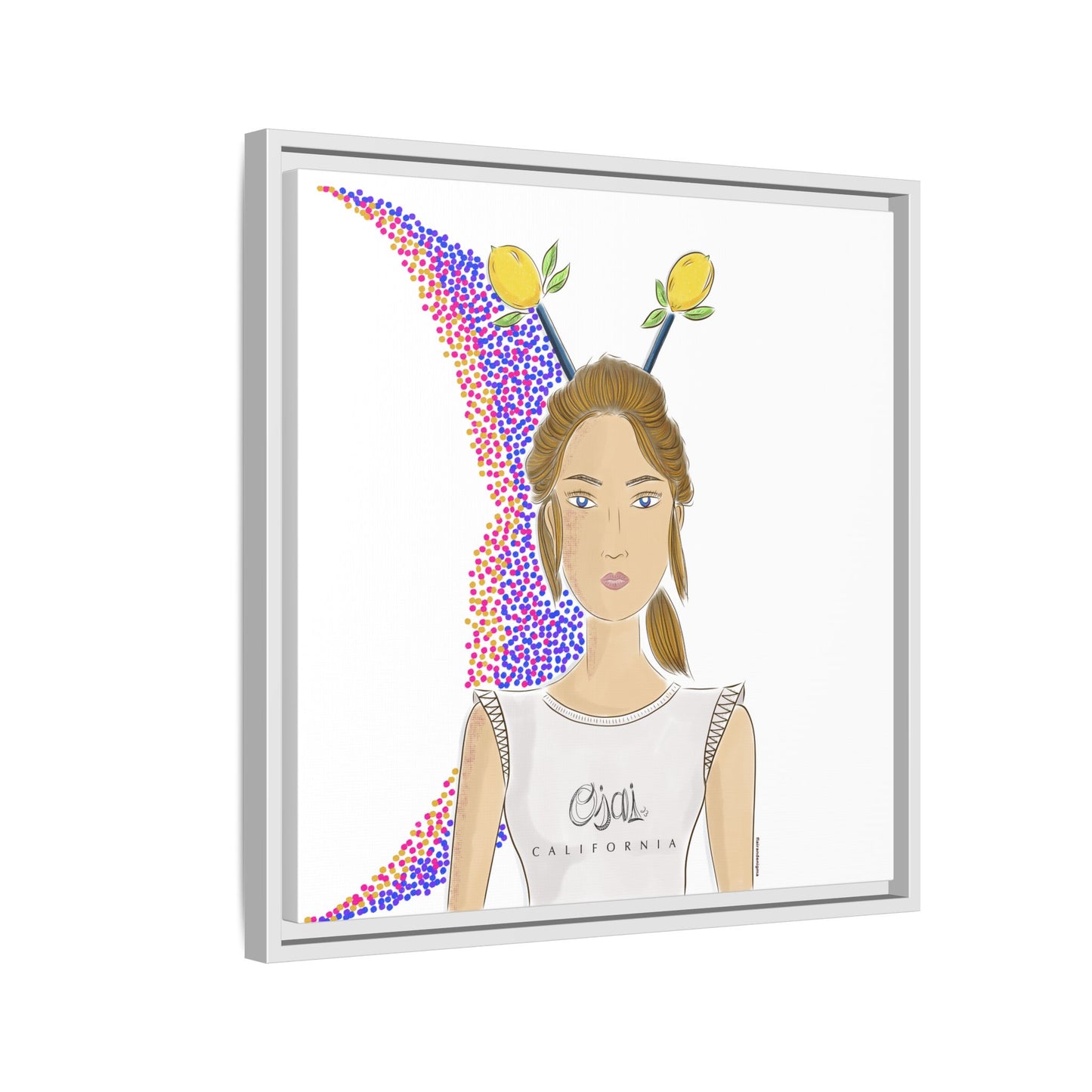 No.7 Girl with the Lemons Framed Canvas Art Print