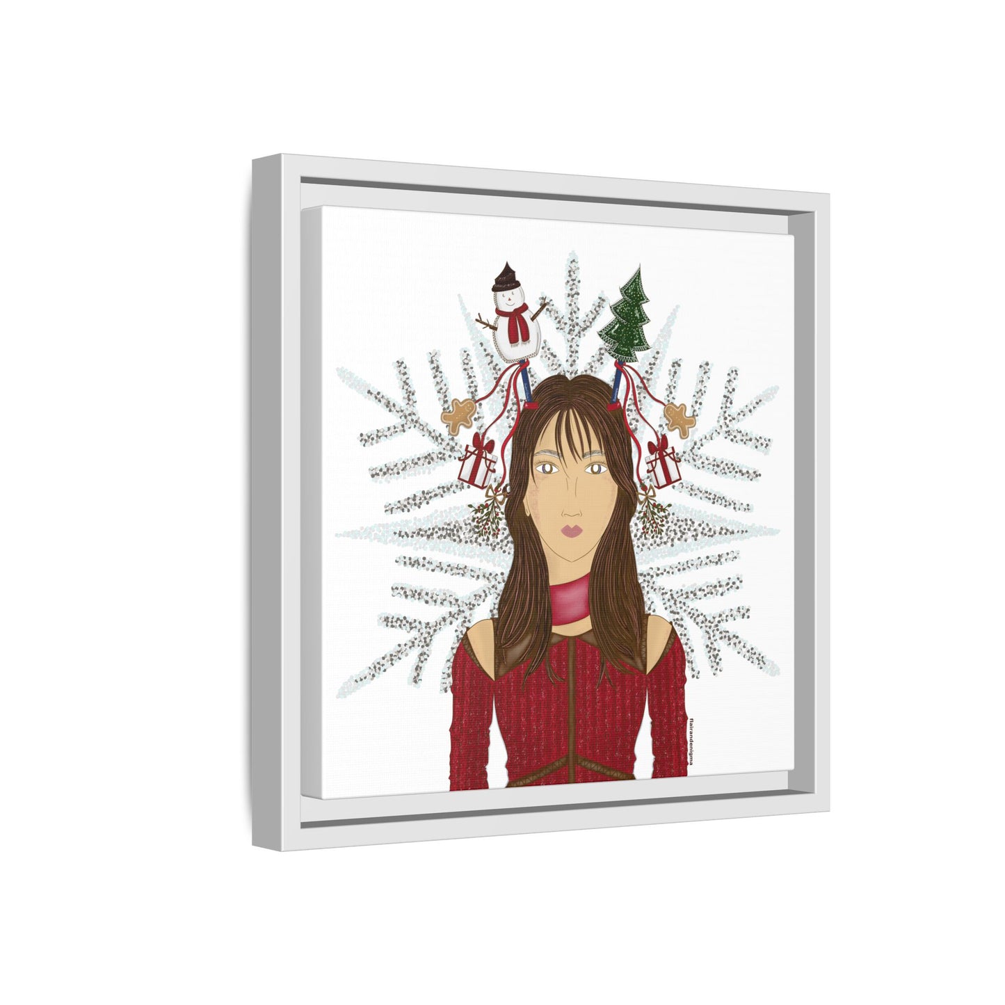 No.45 Girl with the Christmas Cheer Framed Canvas Art Print