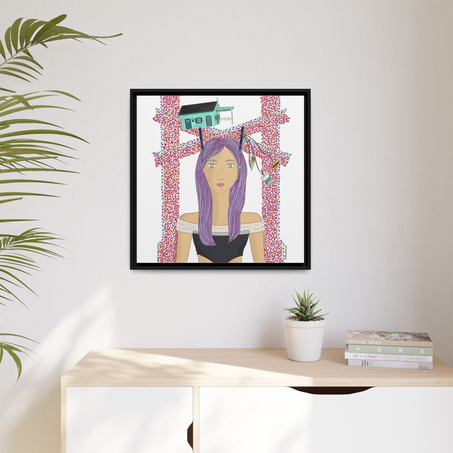 No.39 Girl with the Cove Cottage Framed Canvas Art Print