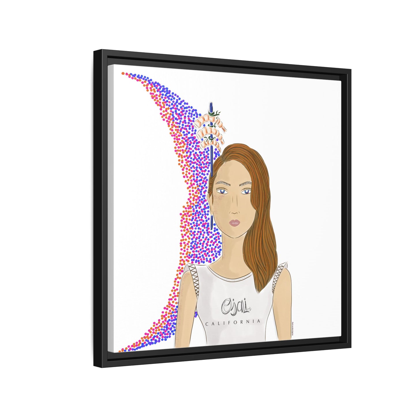 No.10 Girl with the Shrimps Framed Canvas Art Print