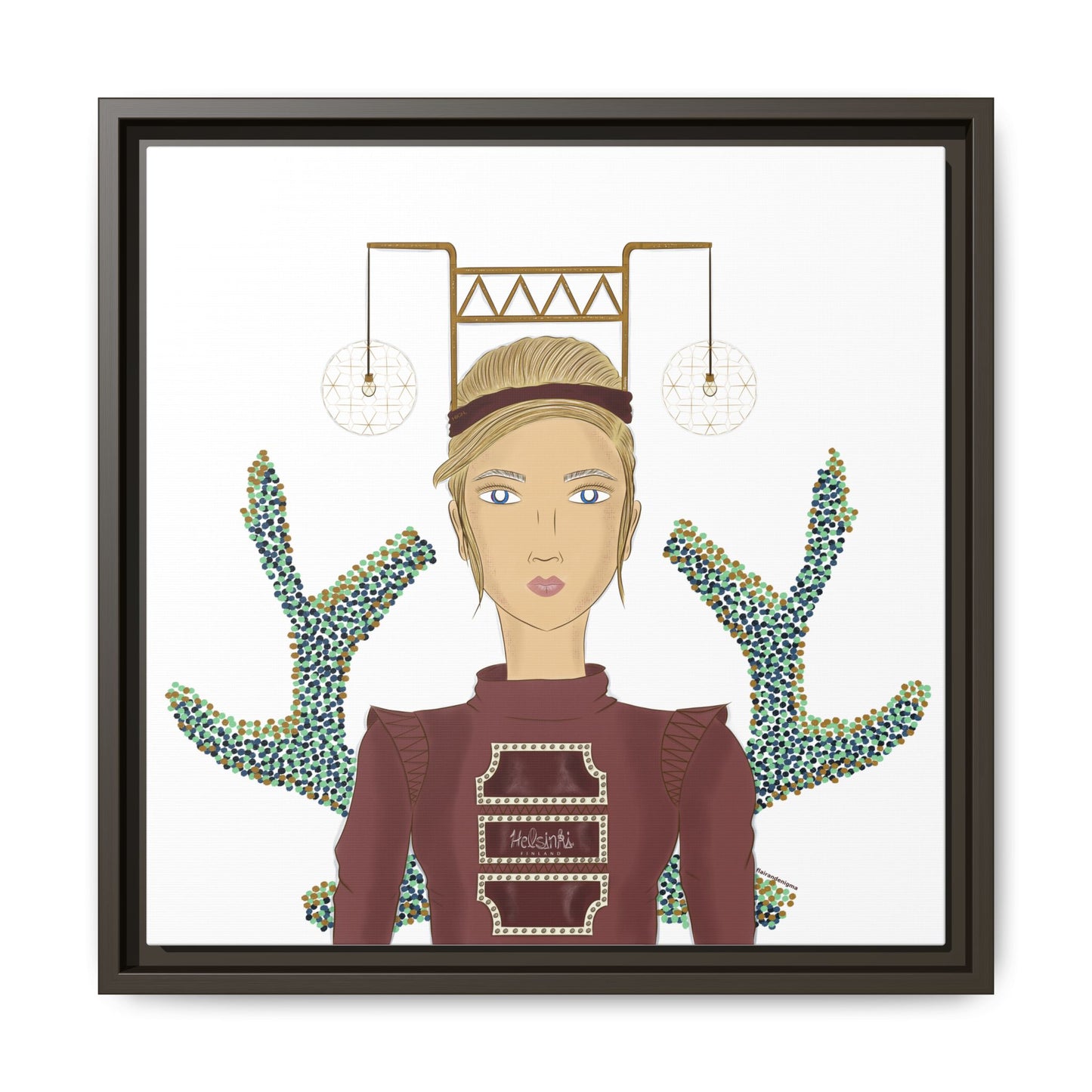 No.36 Girl with the Bar Lights Framed Canvas Art Print