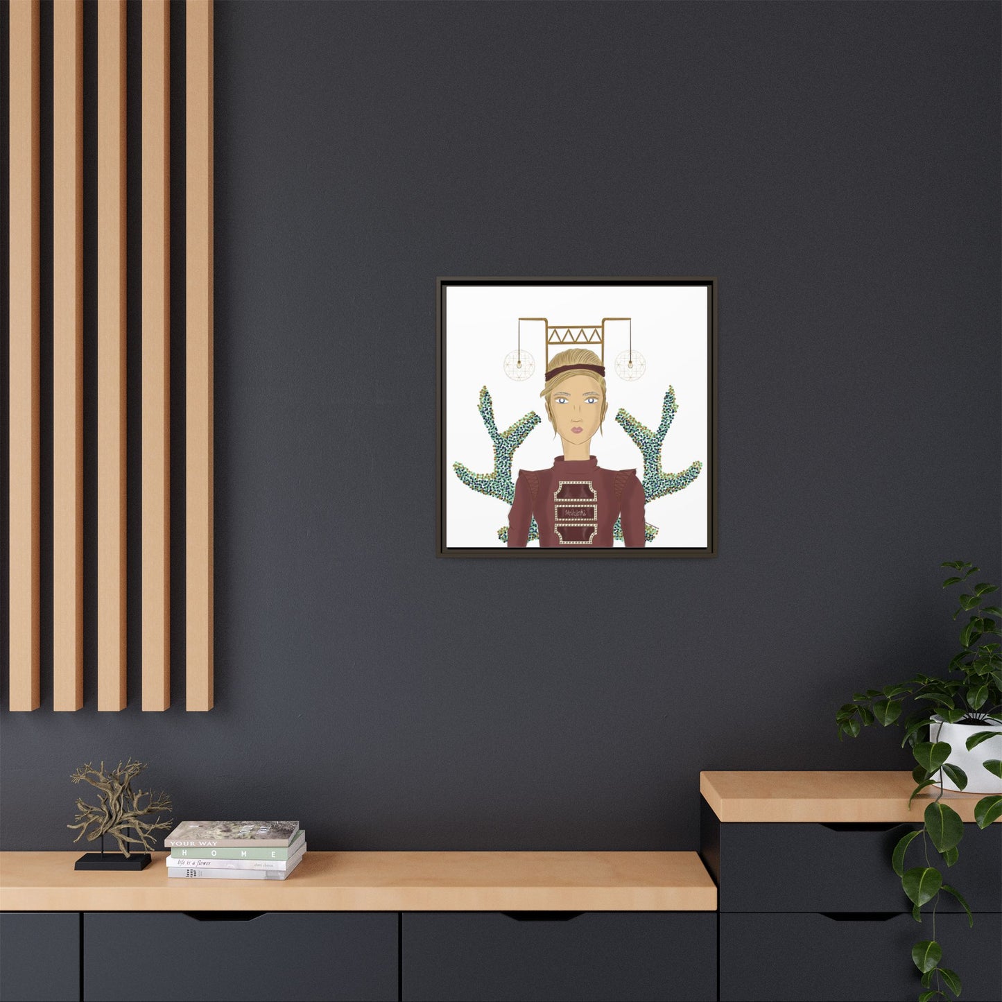 No.36 Girl with the Bar Lights Framed Canvas Art Print