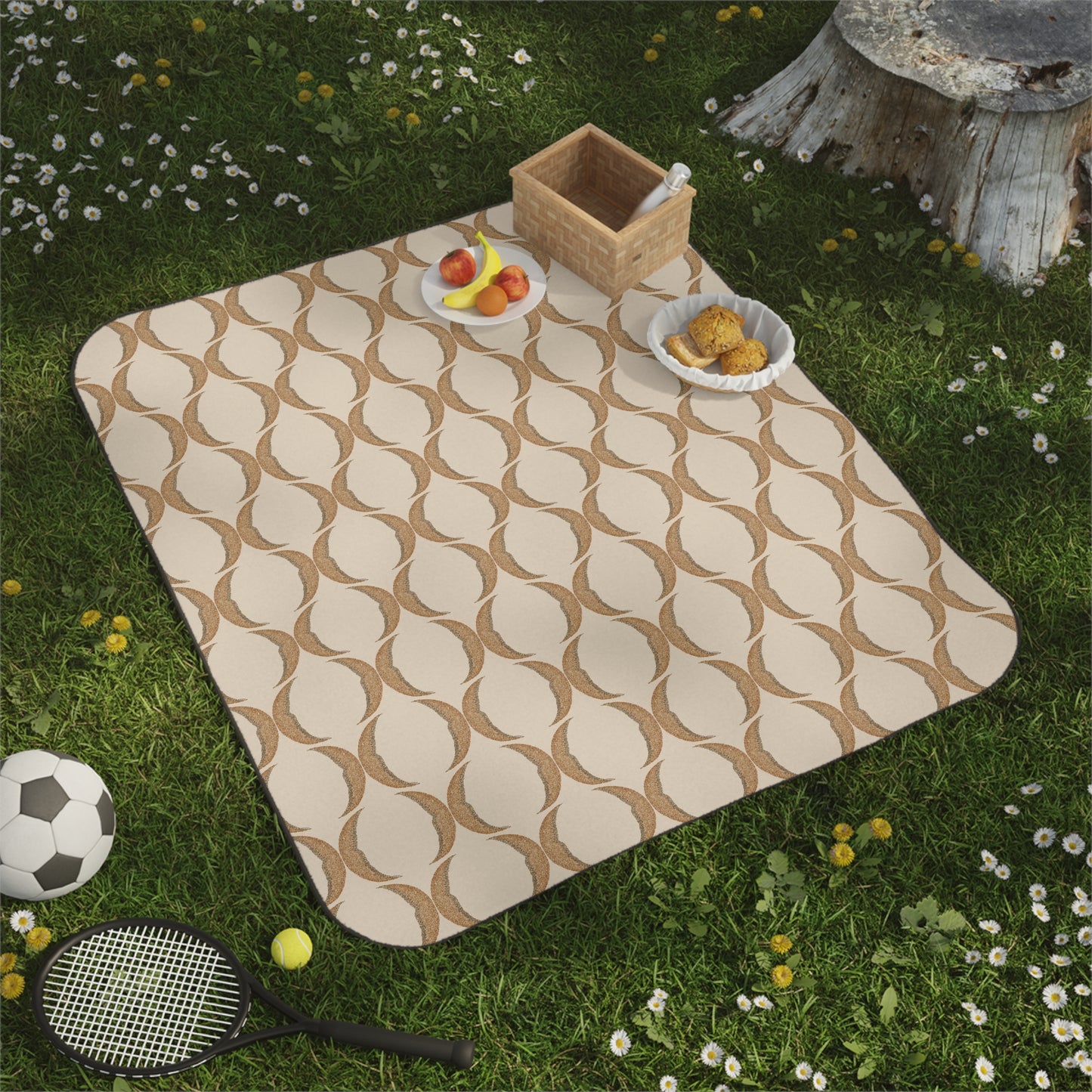 Brown Crescent Moon Picnic Blanket