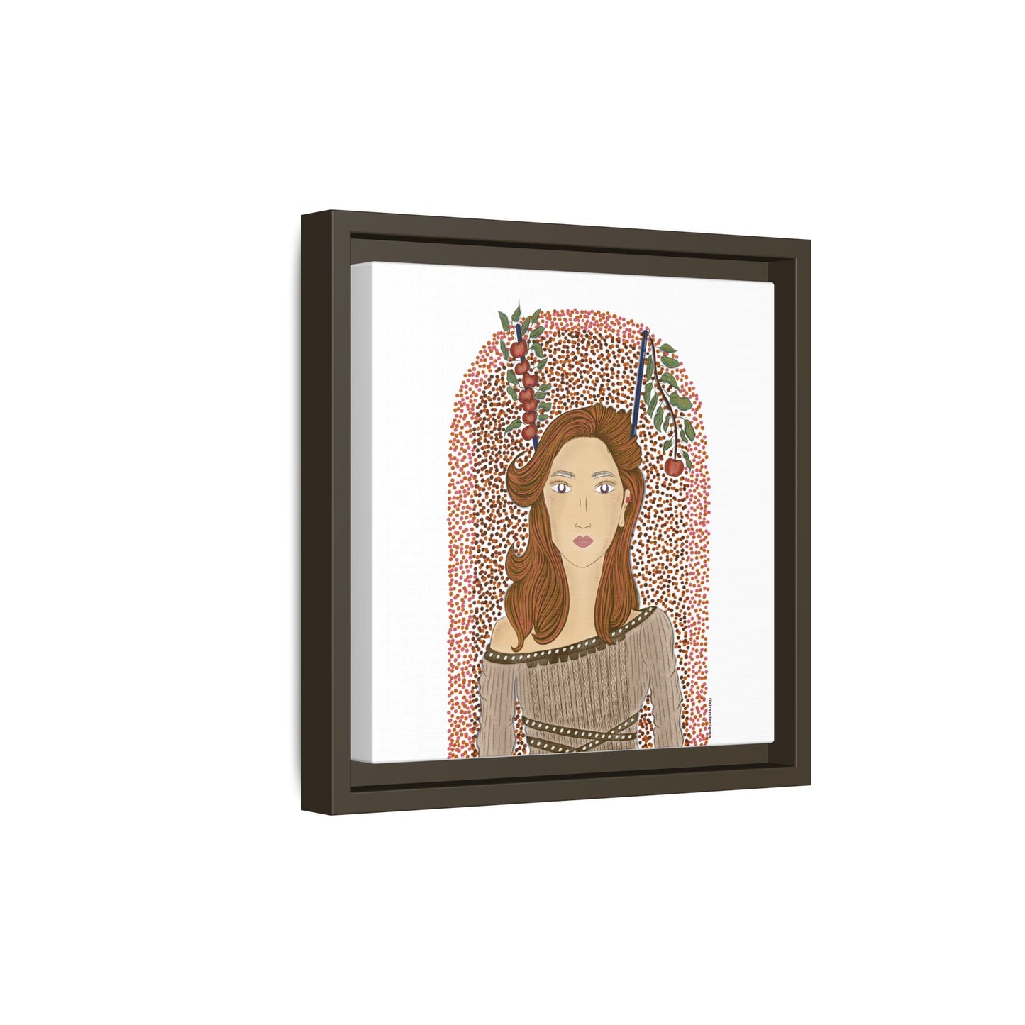 No.44 Girl with the Autumn Apples Framed Canvas Art Print