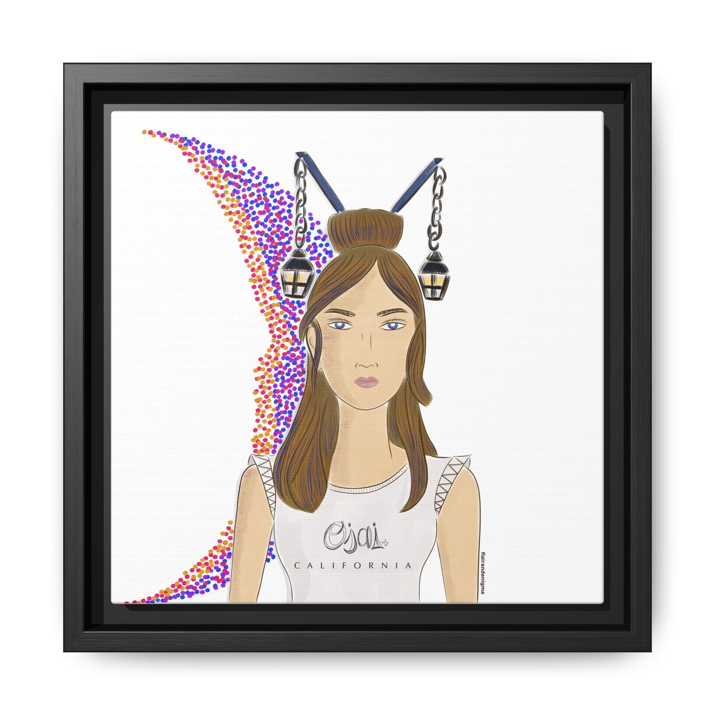 No.1 Girl with the Lanterns Framed Canvas Art Print