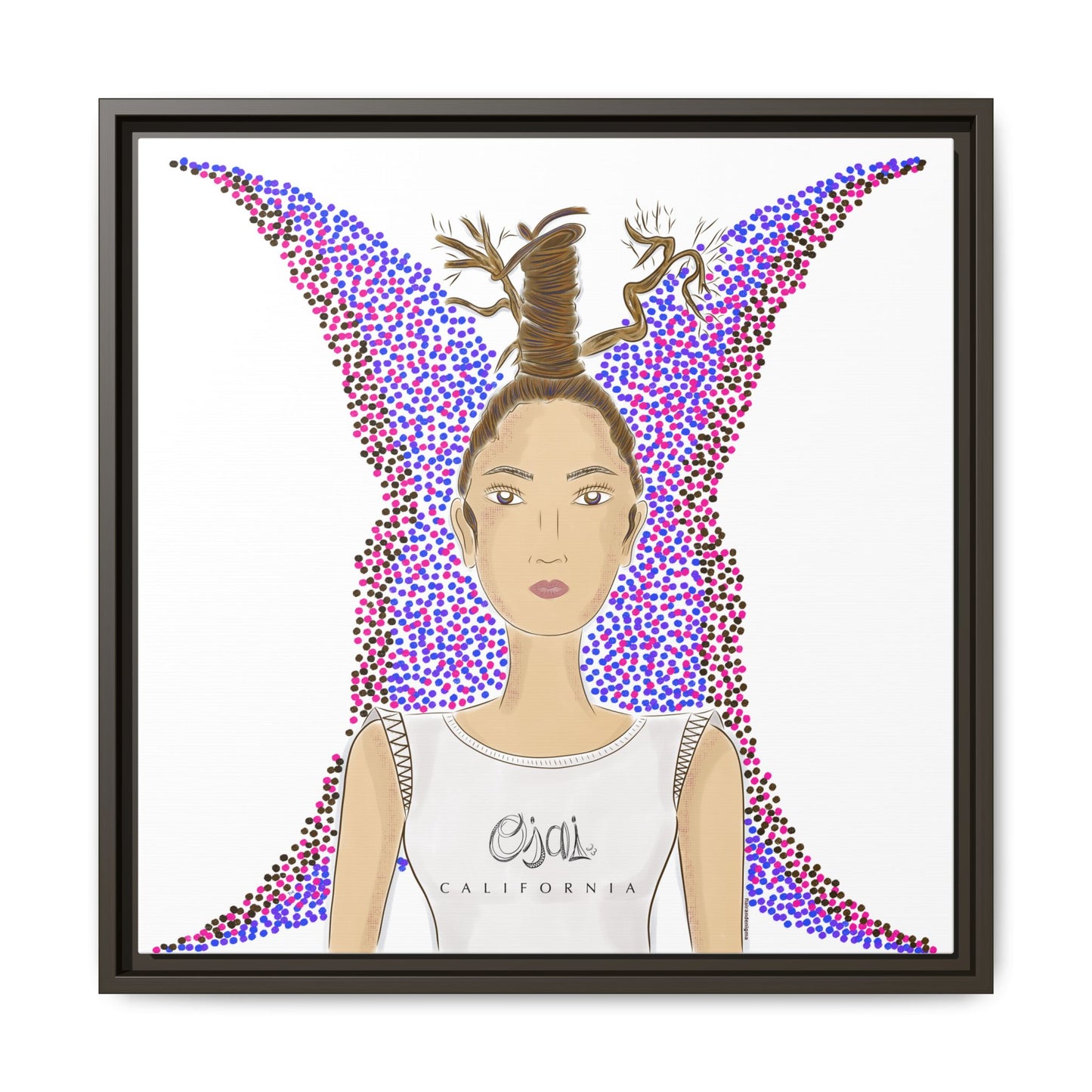 No.9 Girl with the Oak Tree Branches Framed Canvas Art Print