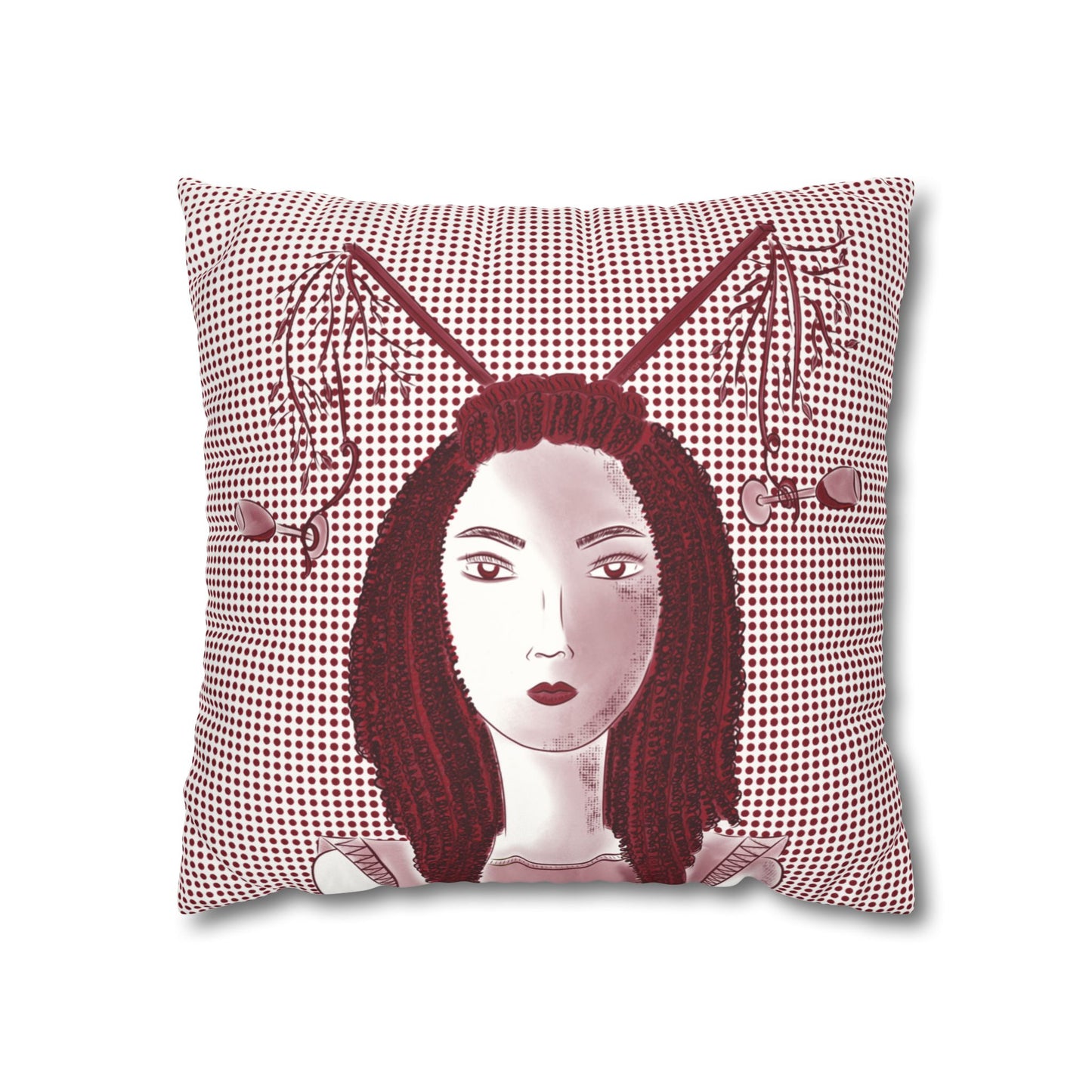 Red Wine Glasses Suede Square Pillow Cover