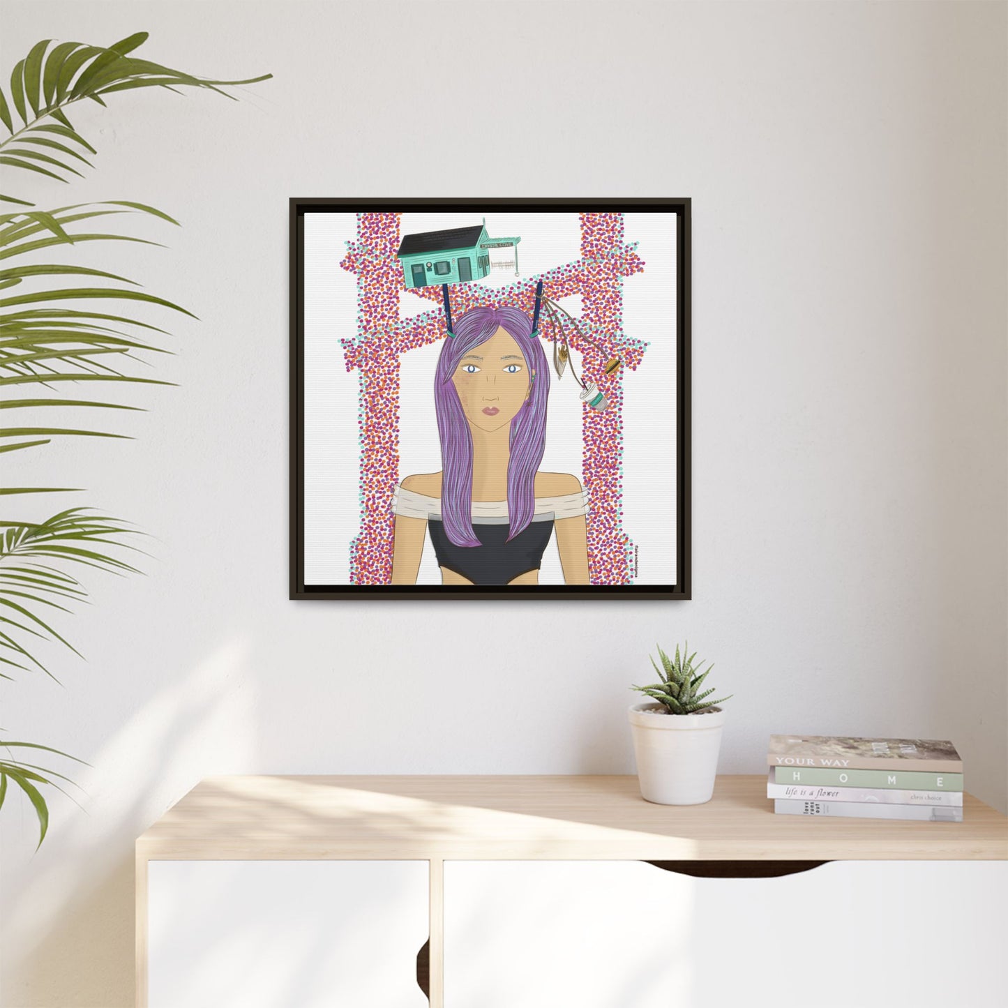 No.39 Girl with the Cove Cottage Framed Canvas Art Print