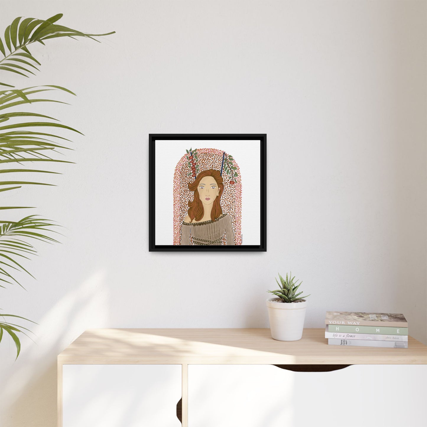 No.44 Girl with the Autumn Apples Framed Canvas Art Print