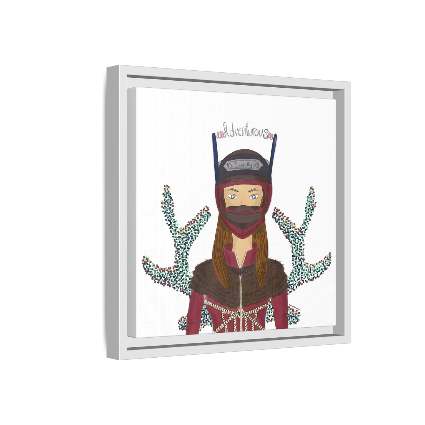 No.21 Girl with the Adventurous Helmet Framed Canvas Art Print