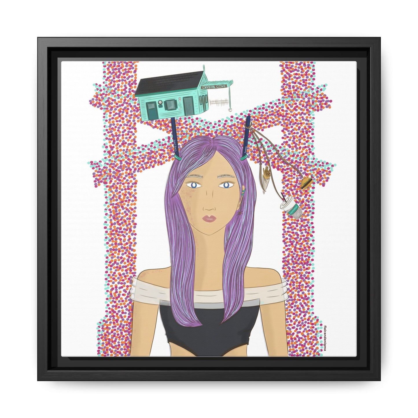 No.39 Girl with the Cove Cottage Framed Canvas Art Print