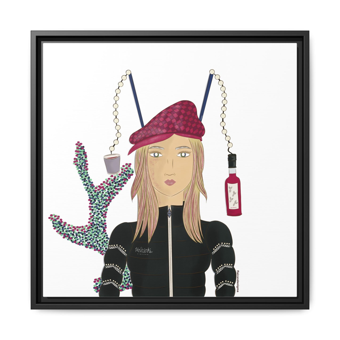 No.34 Girl with the Strawberry Mulled Wine Framed Canvas Art Print