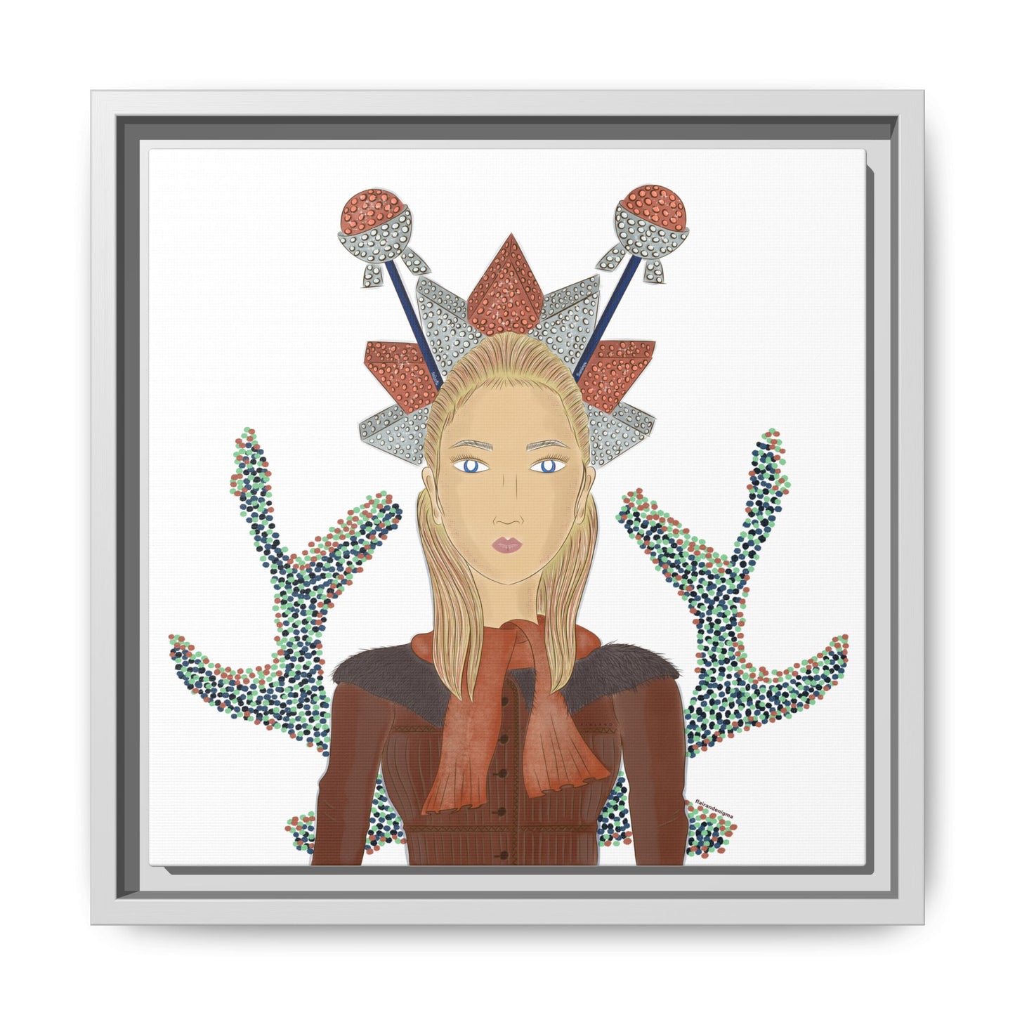 No.30 Girl with the Bling Sculpture Framed Canvas Art Print