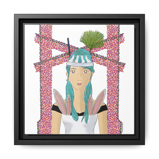 No.40 Girl with the Bunnies Framed Canvas Art Print