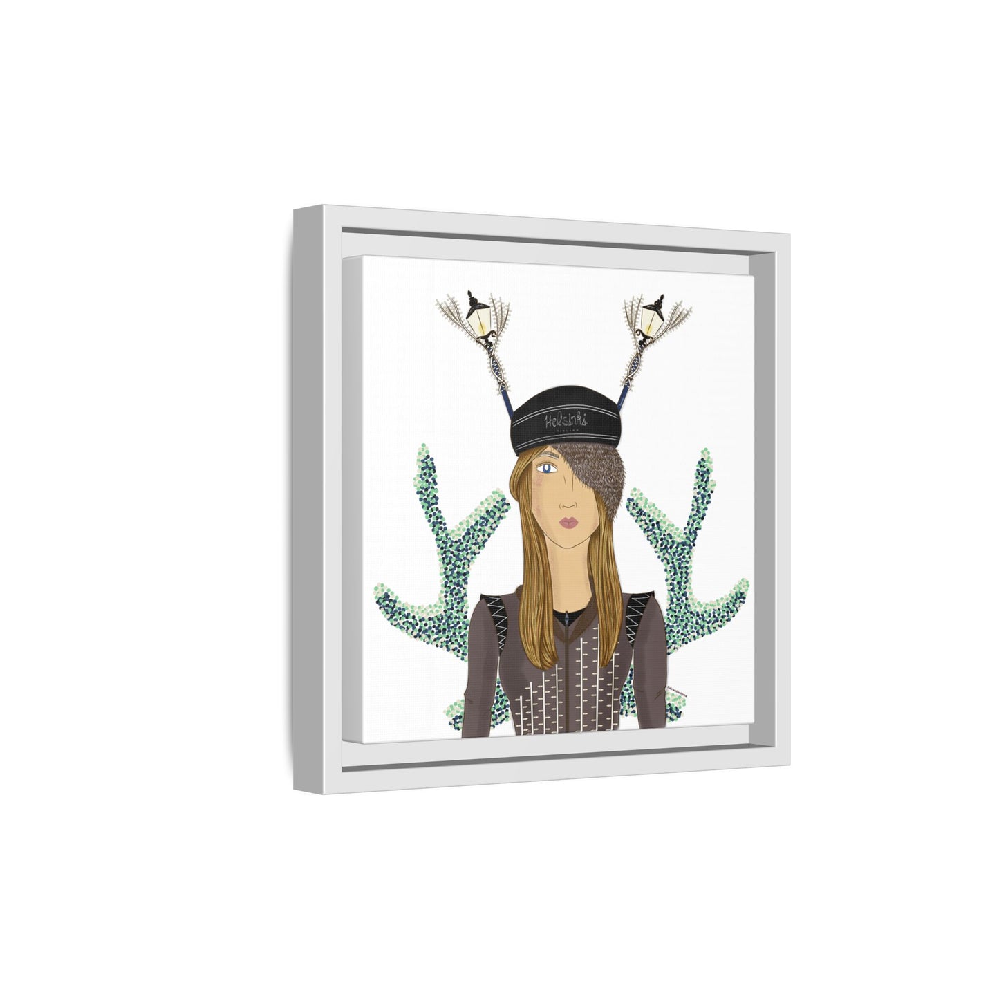 No.33 Girl with the Street Light Lampposts Framed Canvas Art Print