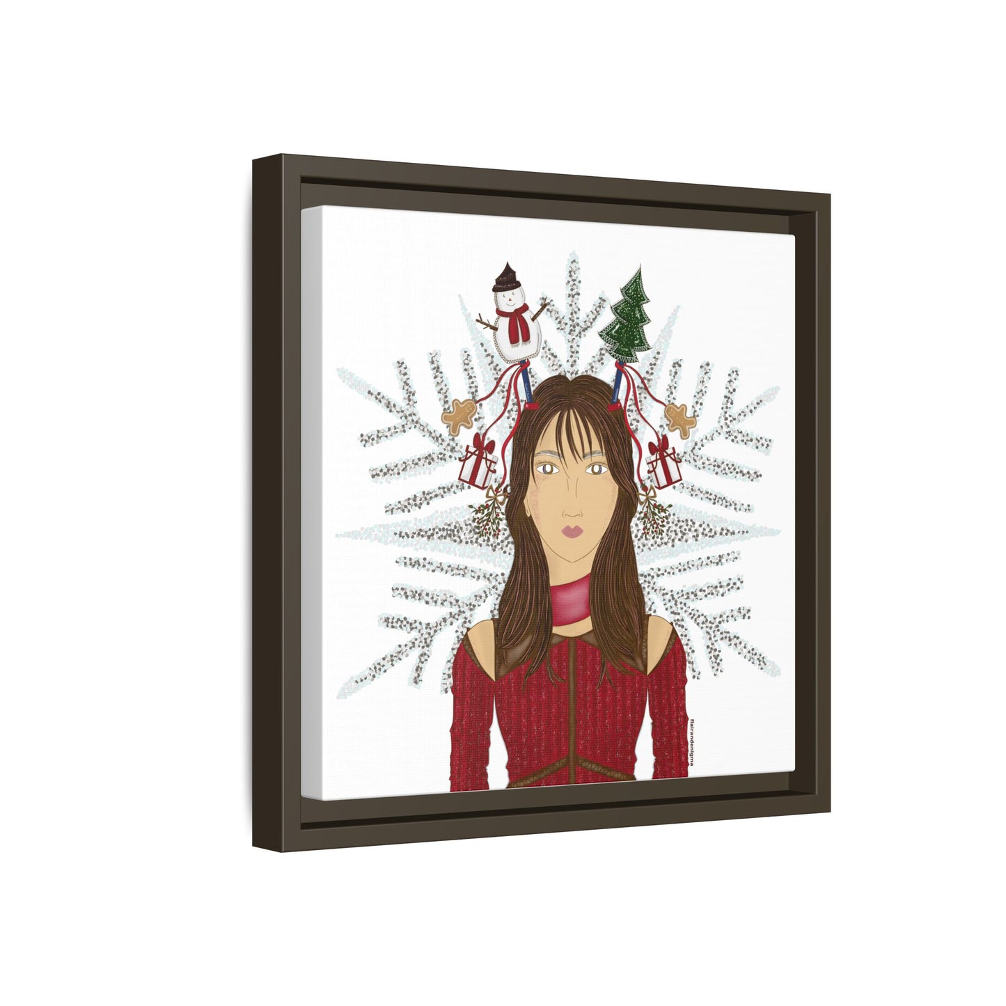 No.45 Girl with the Christmas Cheer Framed Canvas Art Print