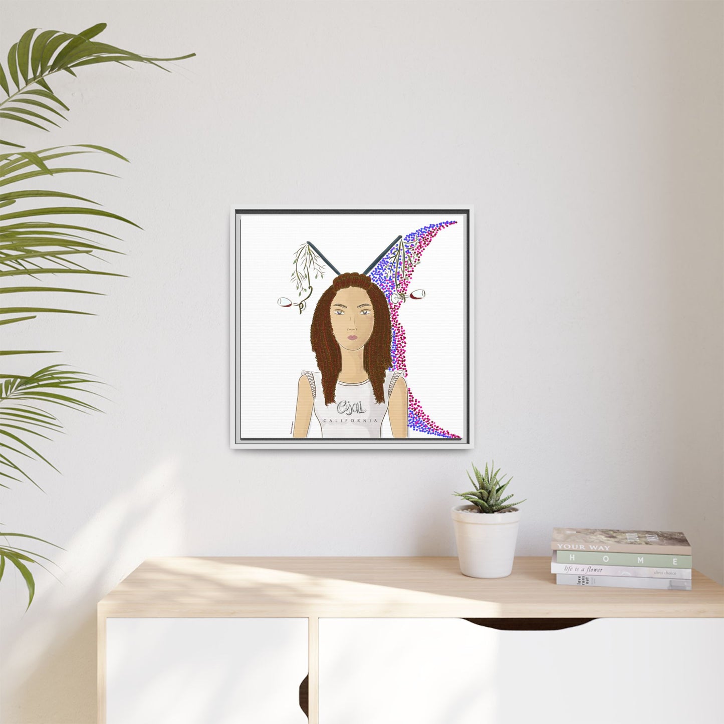 No.5 Girl with the Red Wine Glasses Framed Canvas Art Print