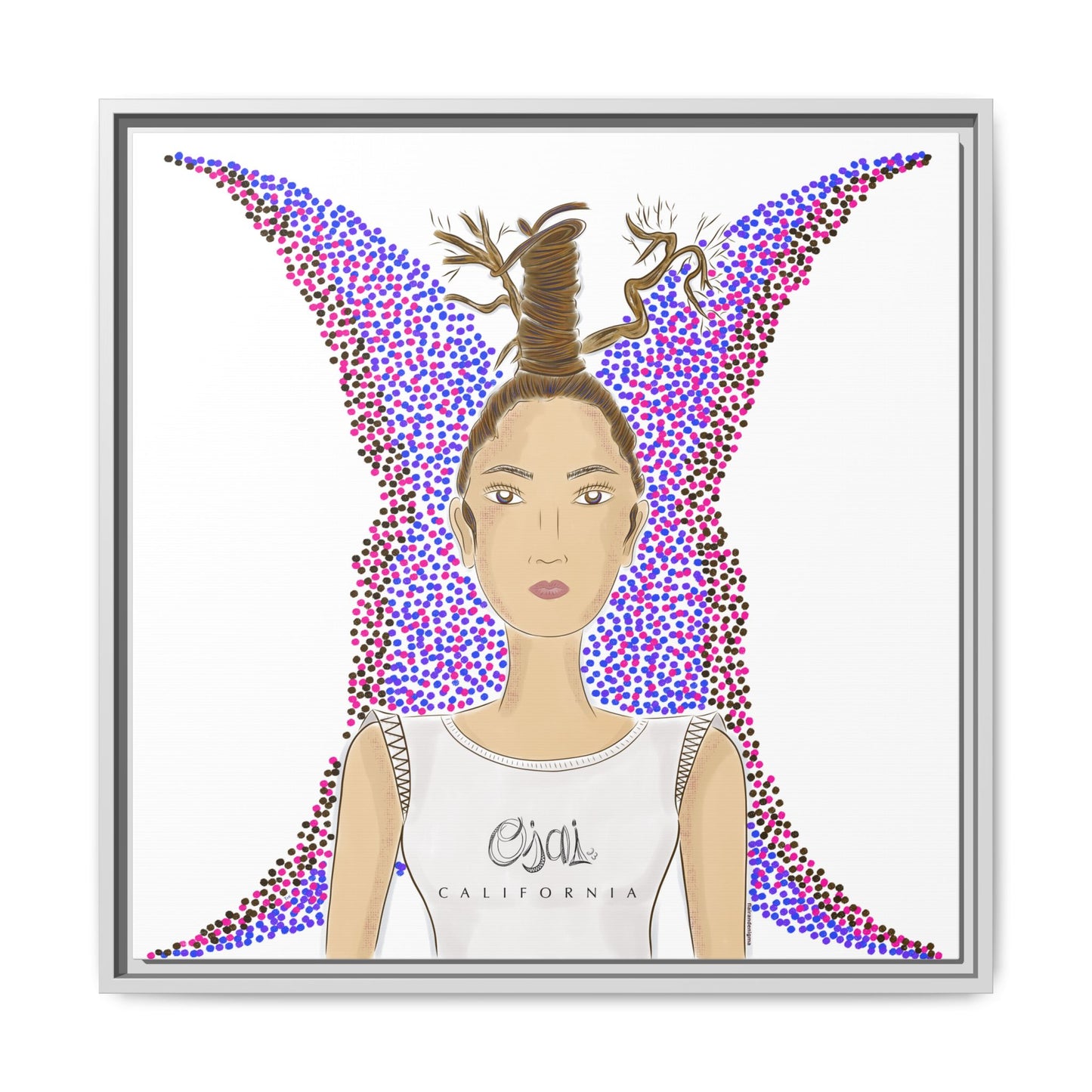 No.9 Girl with the Oak Tree Branches Framed Canvas Art Print