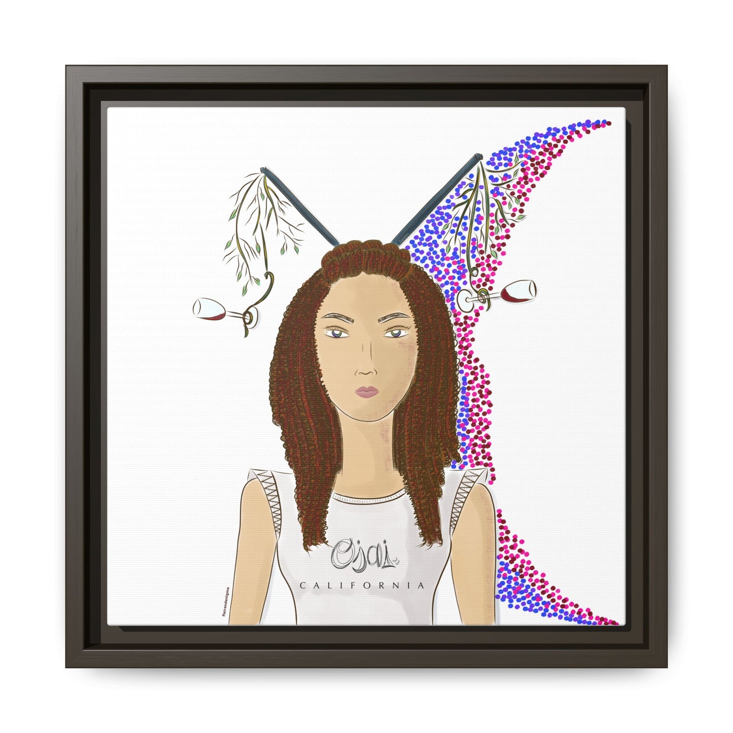 No.5 Girl with the Red Wine Glasses Framed Canvas Art Print