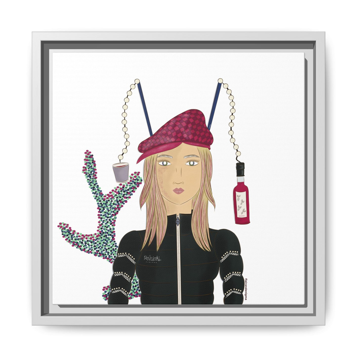 No.34 Girl with the Strawberry Mulled Wine Framed Canvas Art Print